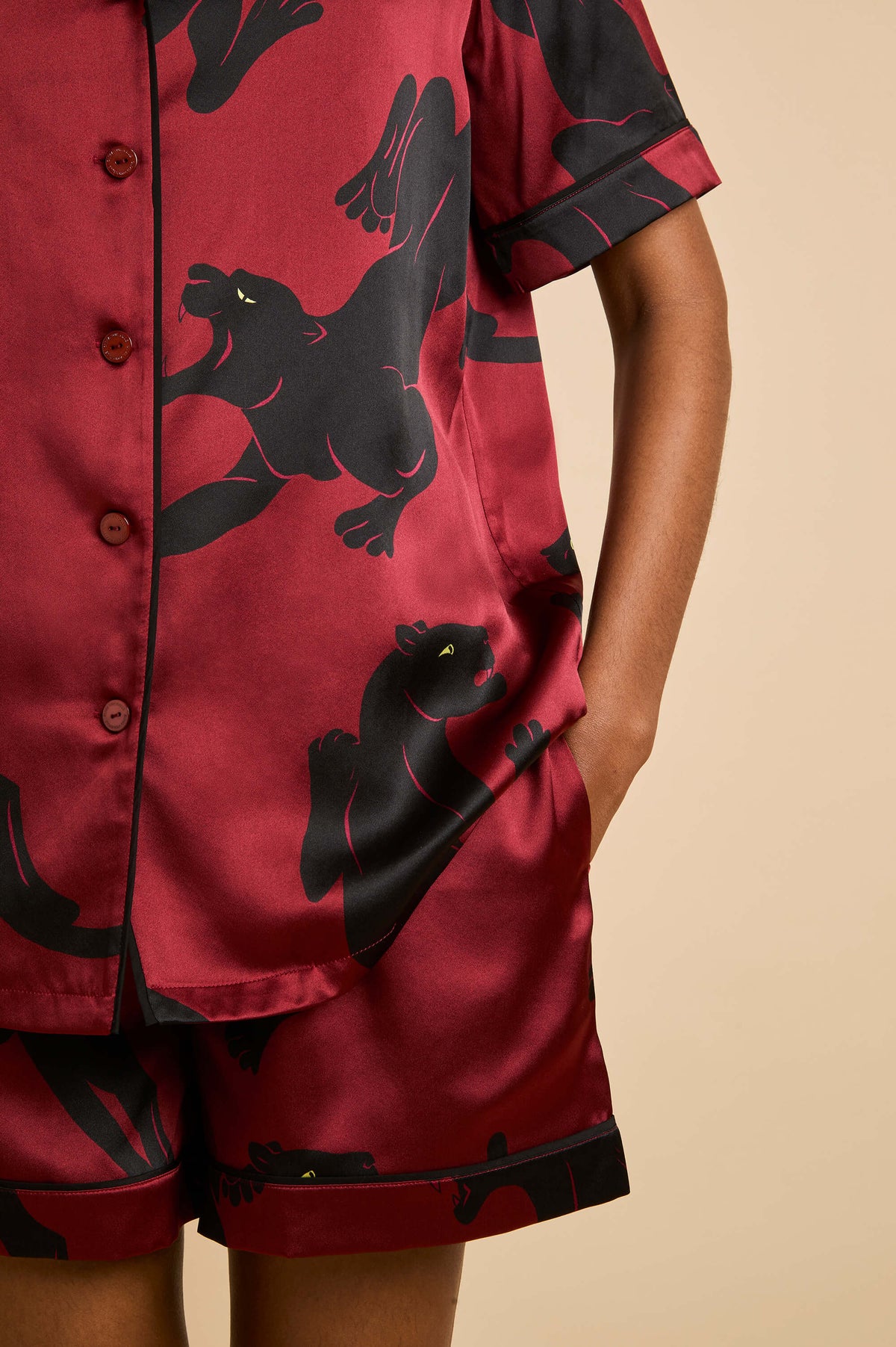 ingo rovelle red panther pyjamas in silk satin 