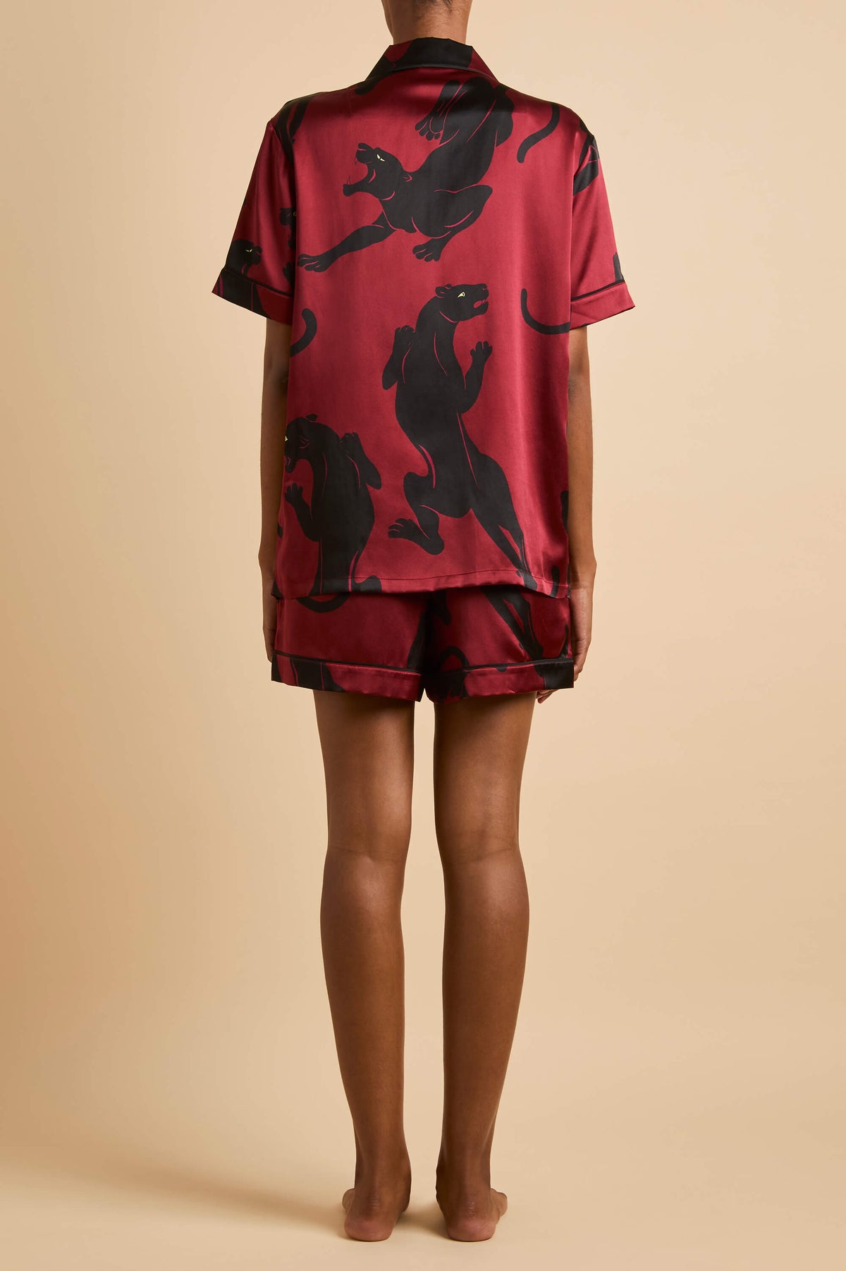 Ingo Rovelle Red Panther Pyjamas in Silk Satin