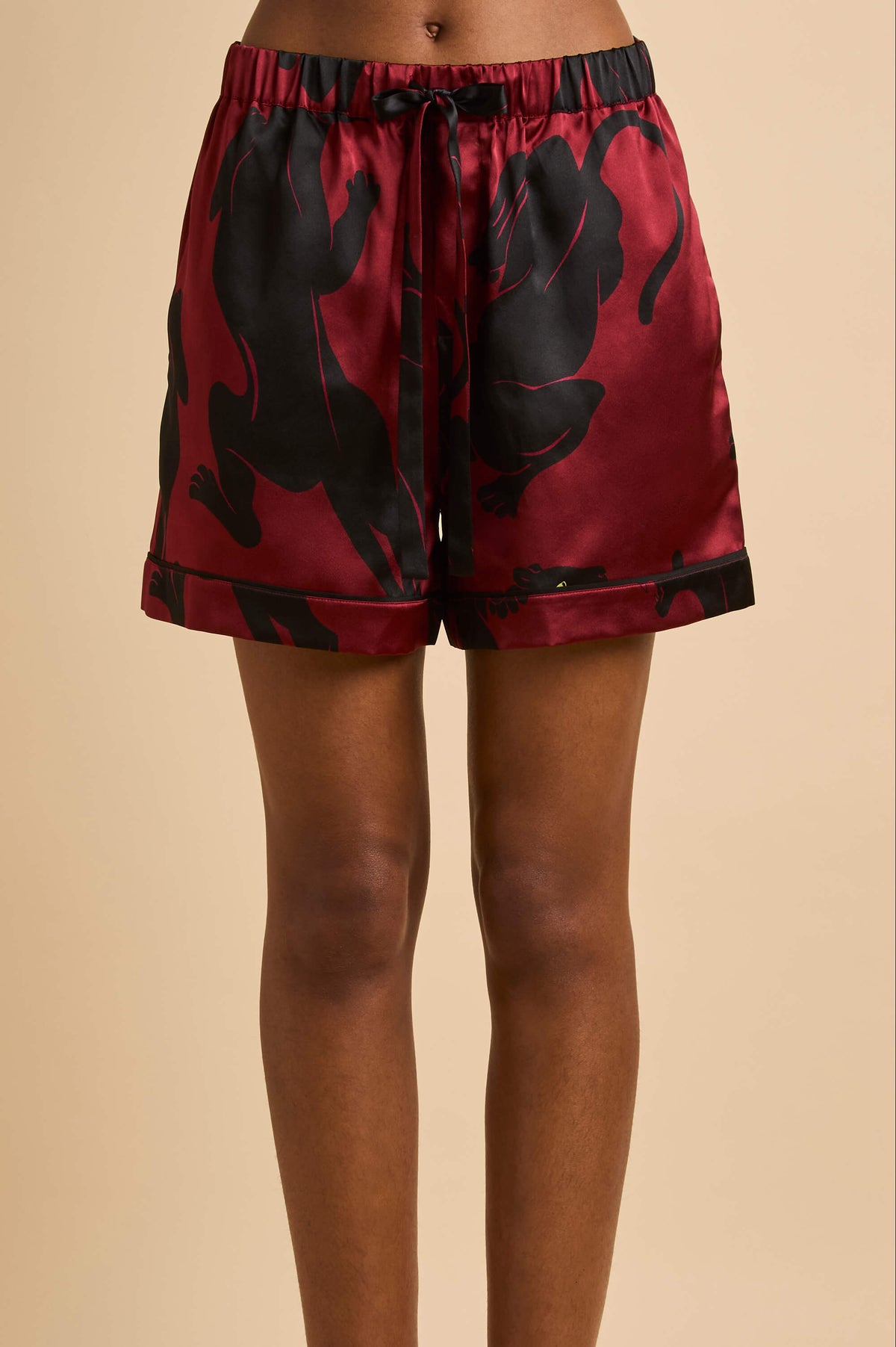 Ingo Rovelle Red Panther Pyjamas in Silk Satin
