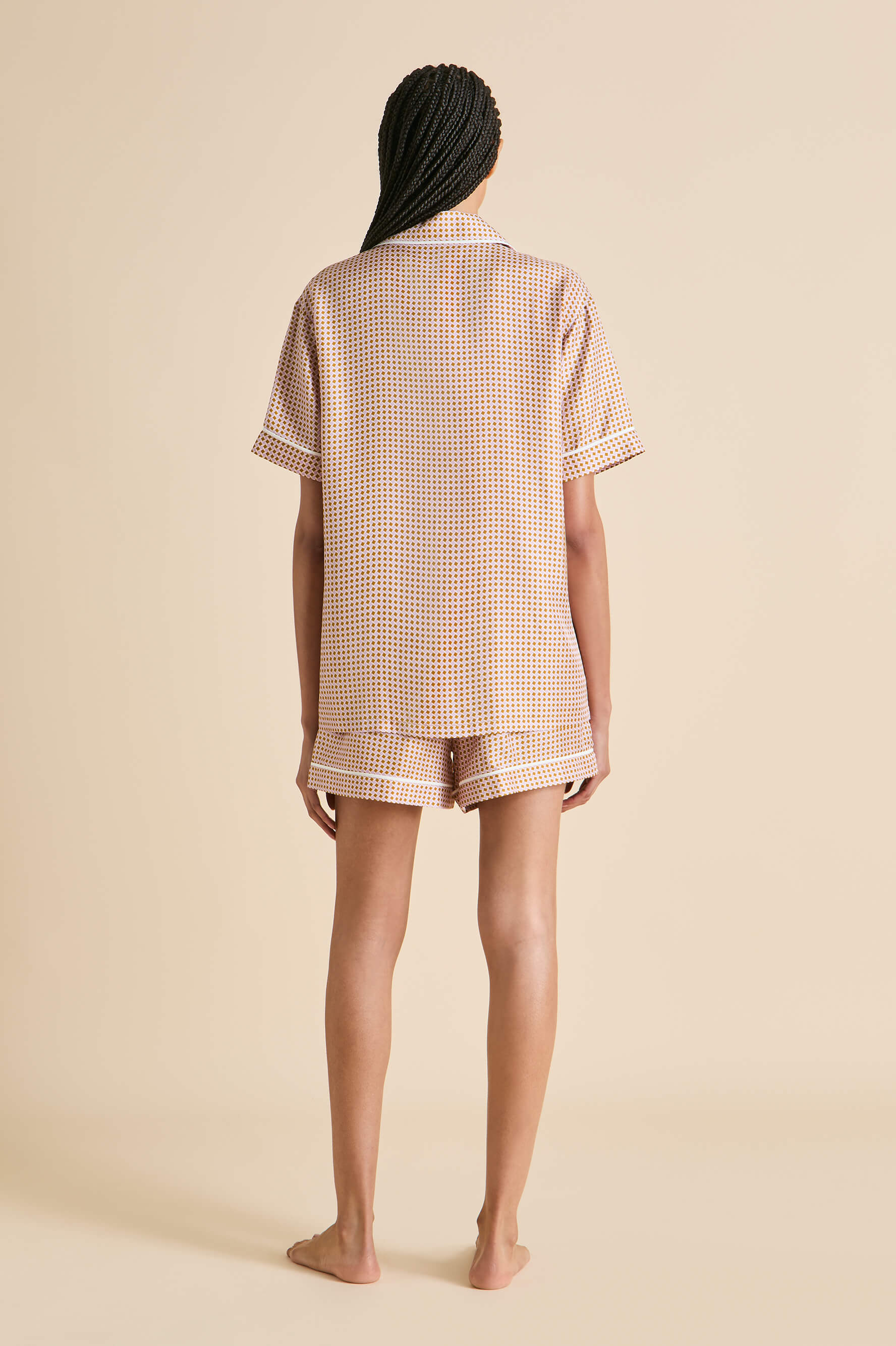 Ingo Sarrazin Pink Geometric Pyjamas in Silk Twill