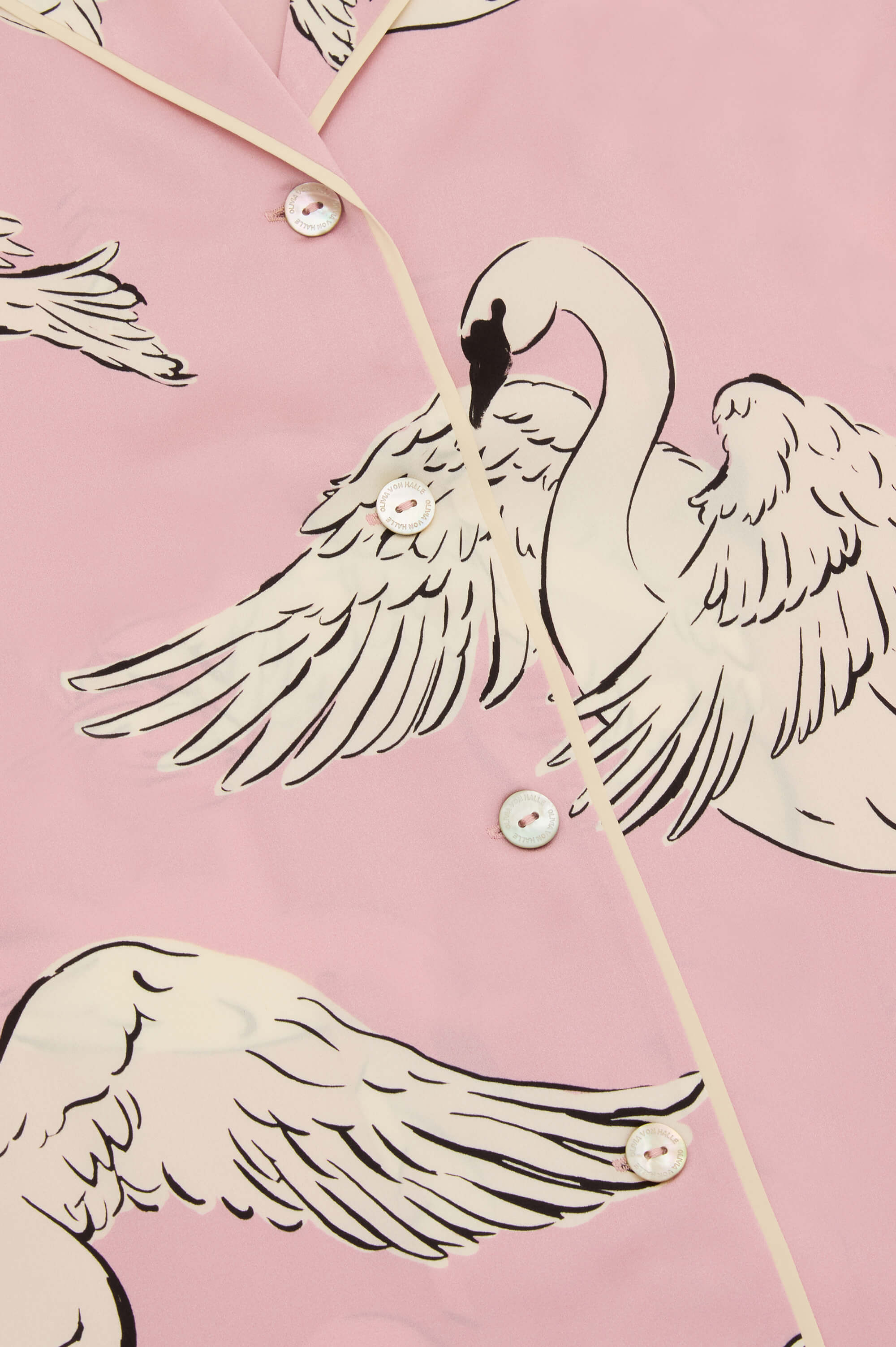 Ingo Selene Pink Swan Pyjamas in Silk Satin