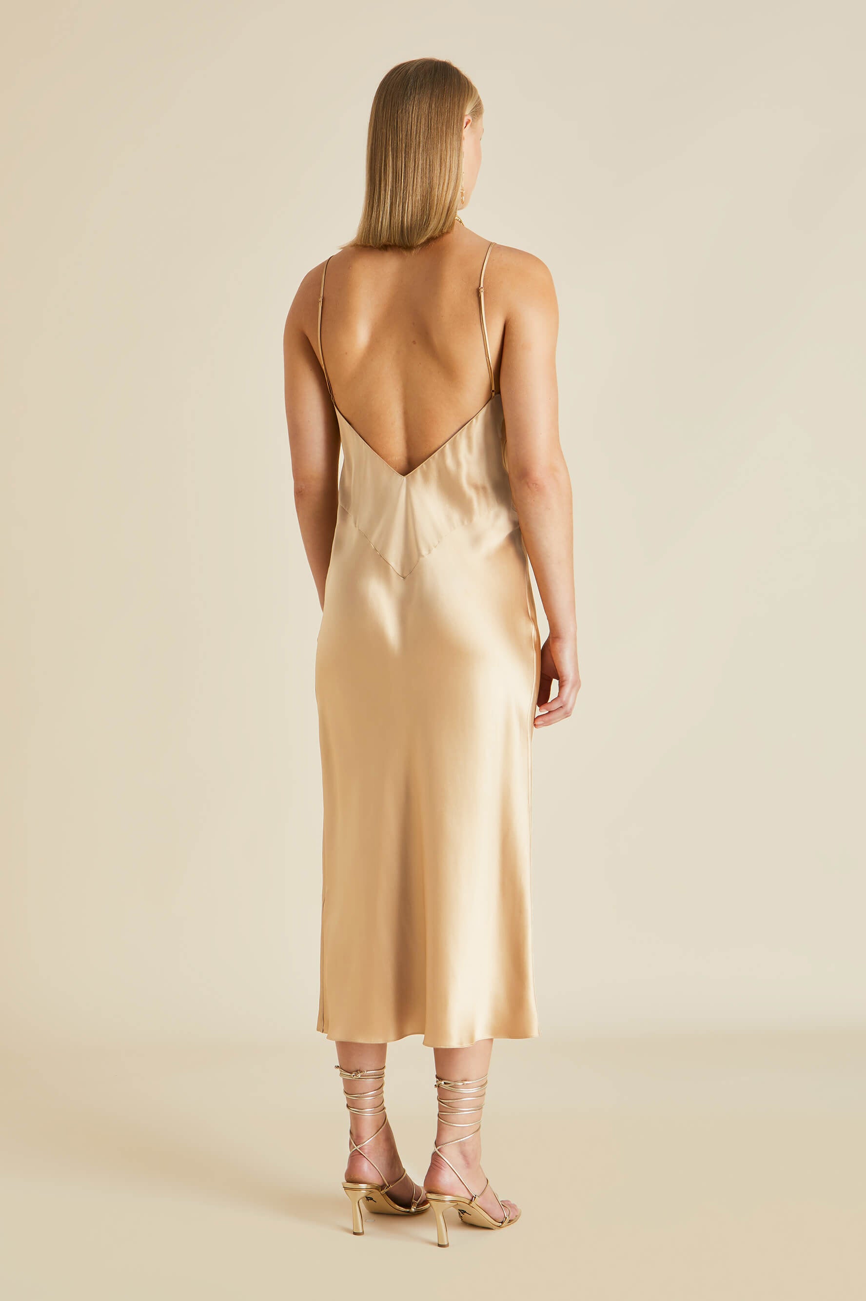 Issa Caramel Slip Dress in Silk Satin