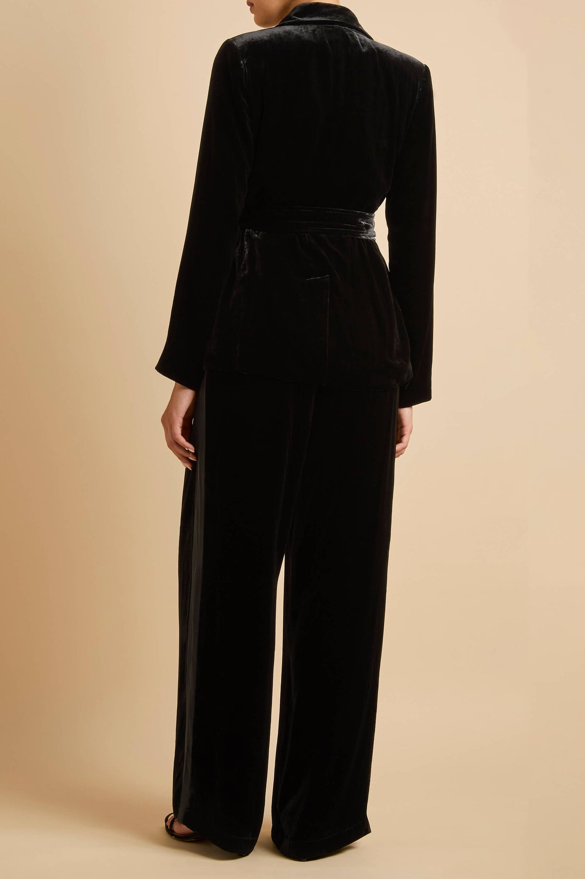 Jagger Black Pajamas in Silk Velvet