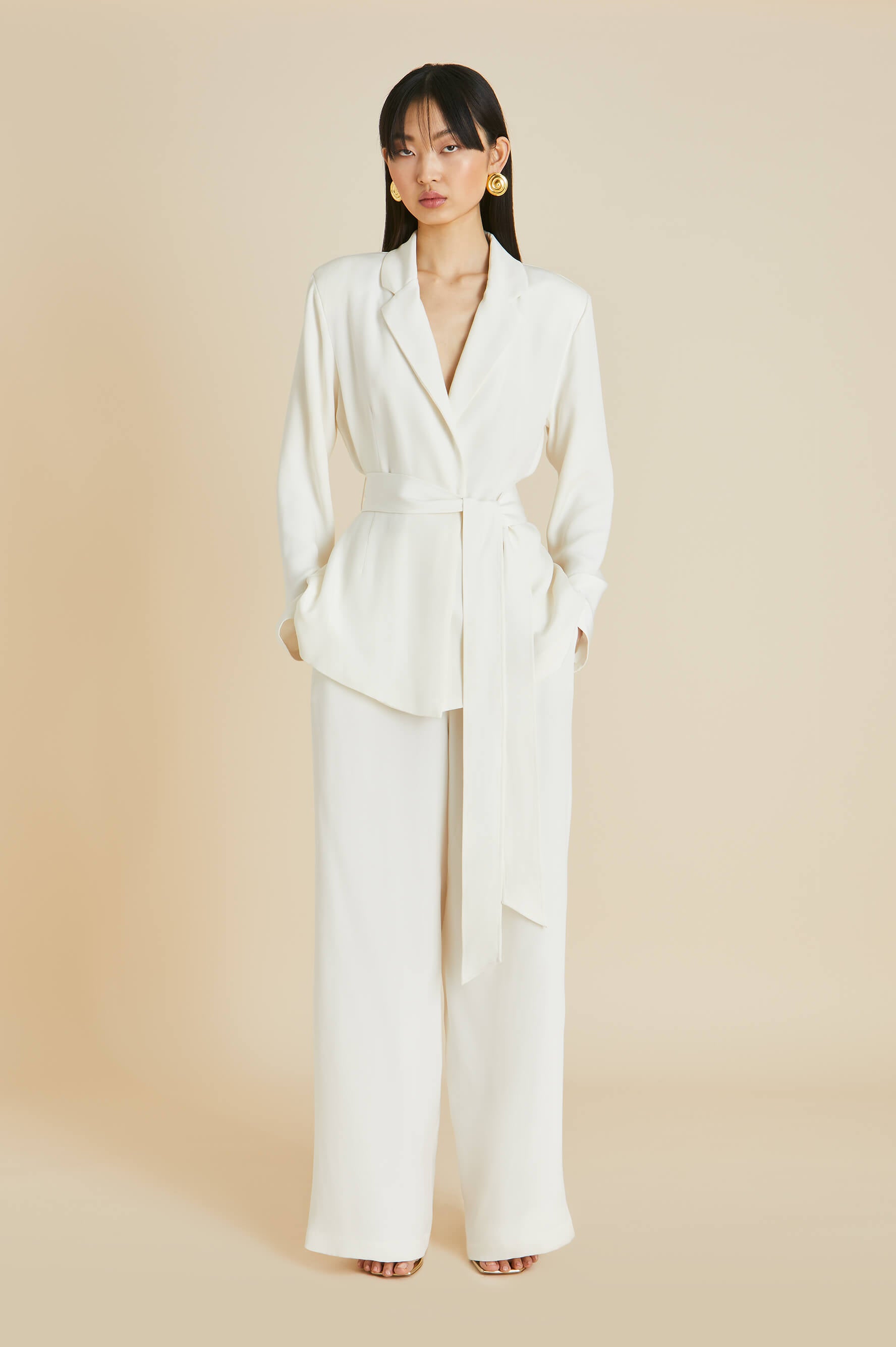 Jagger Ivory Pyjamas in Marocain