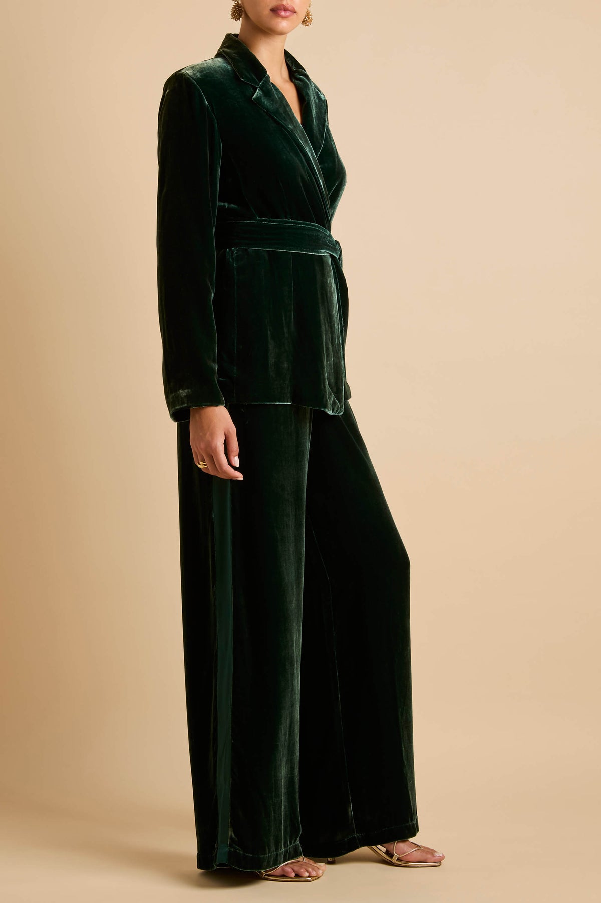 Jagger Laurel Green Pyjamas in Velvet