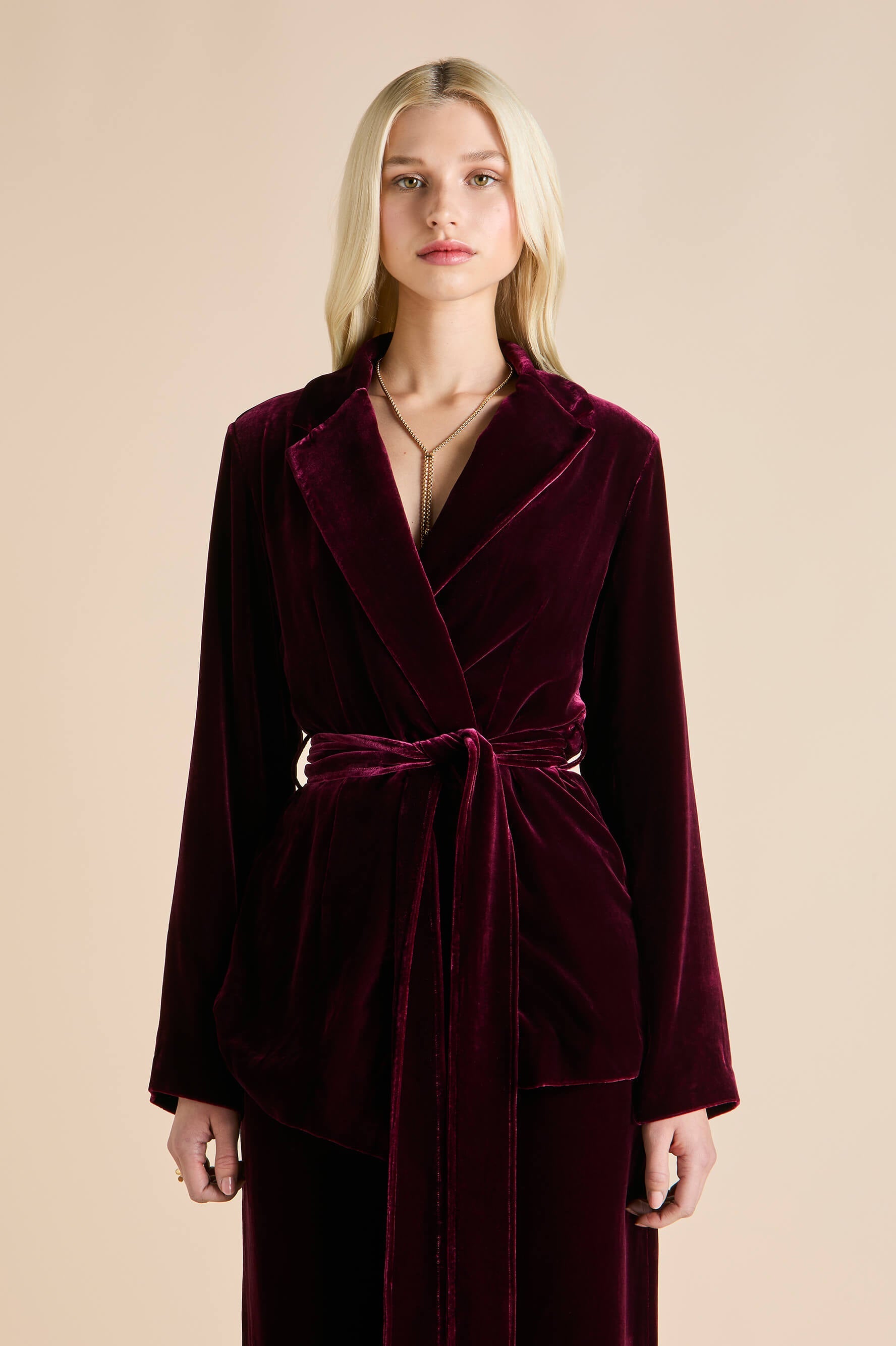 Jagger Burgundy Pyjamas in Silk Velvet