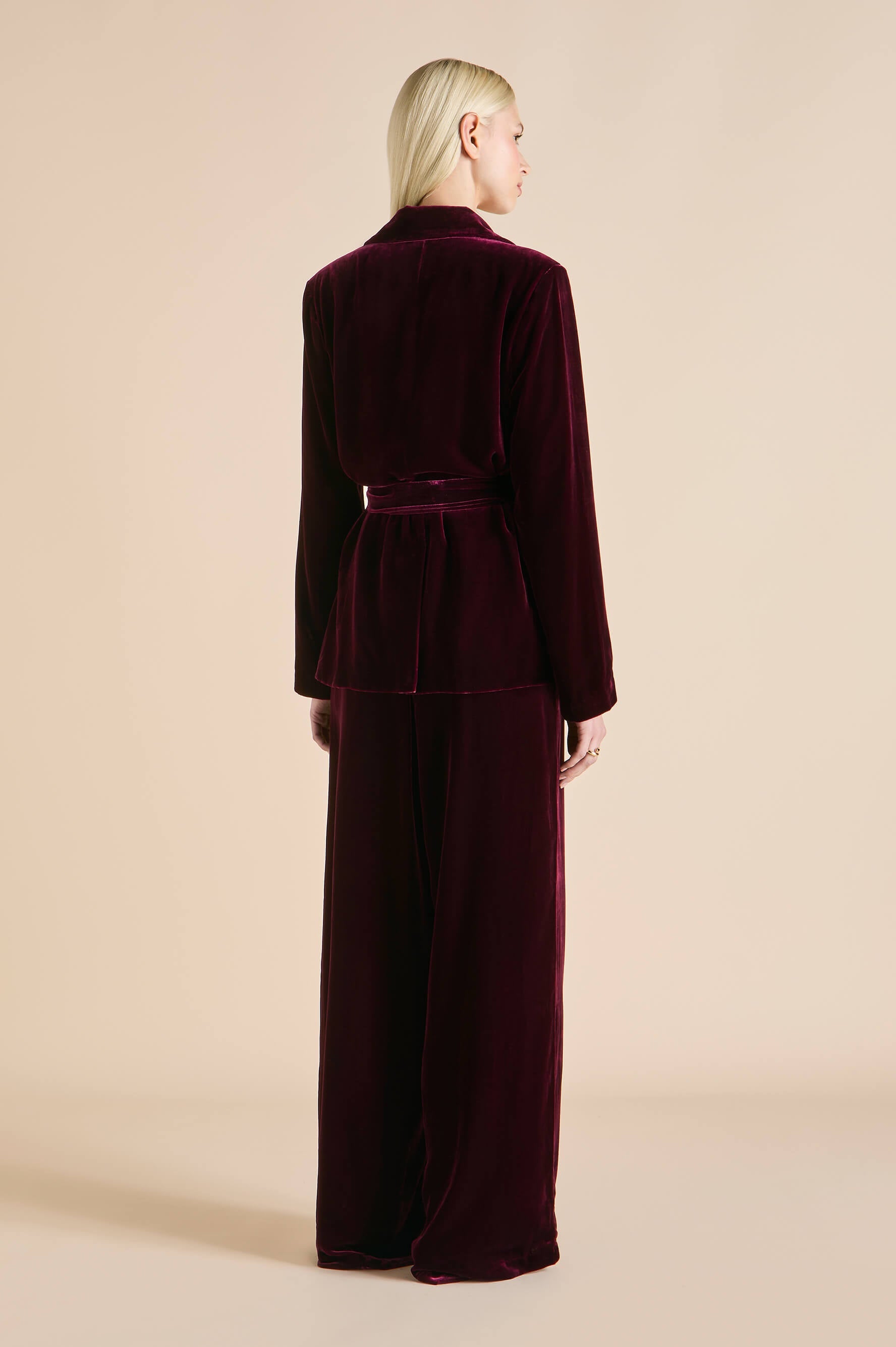 Jagger Burgundy Pyjamas in Silk Velvet