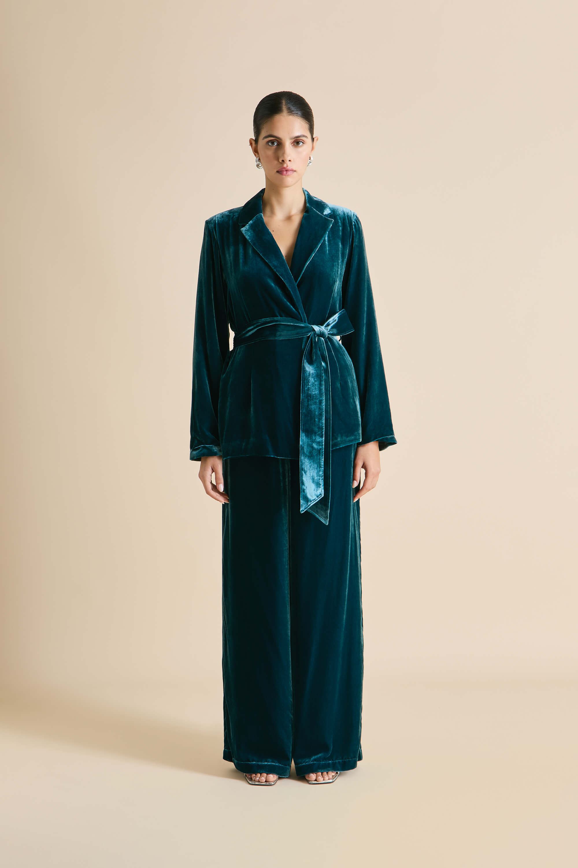 Jagger Ocean Blue Pyjamas in Silk Velvet