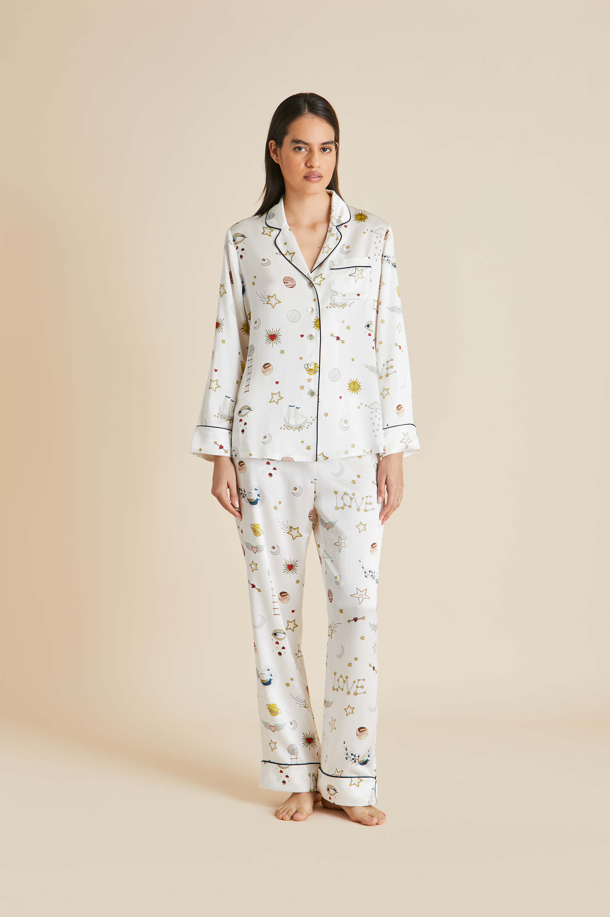 Olivia von halle silk pajamas sale