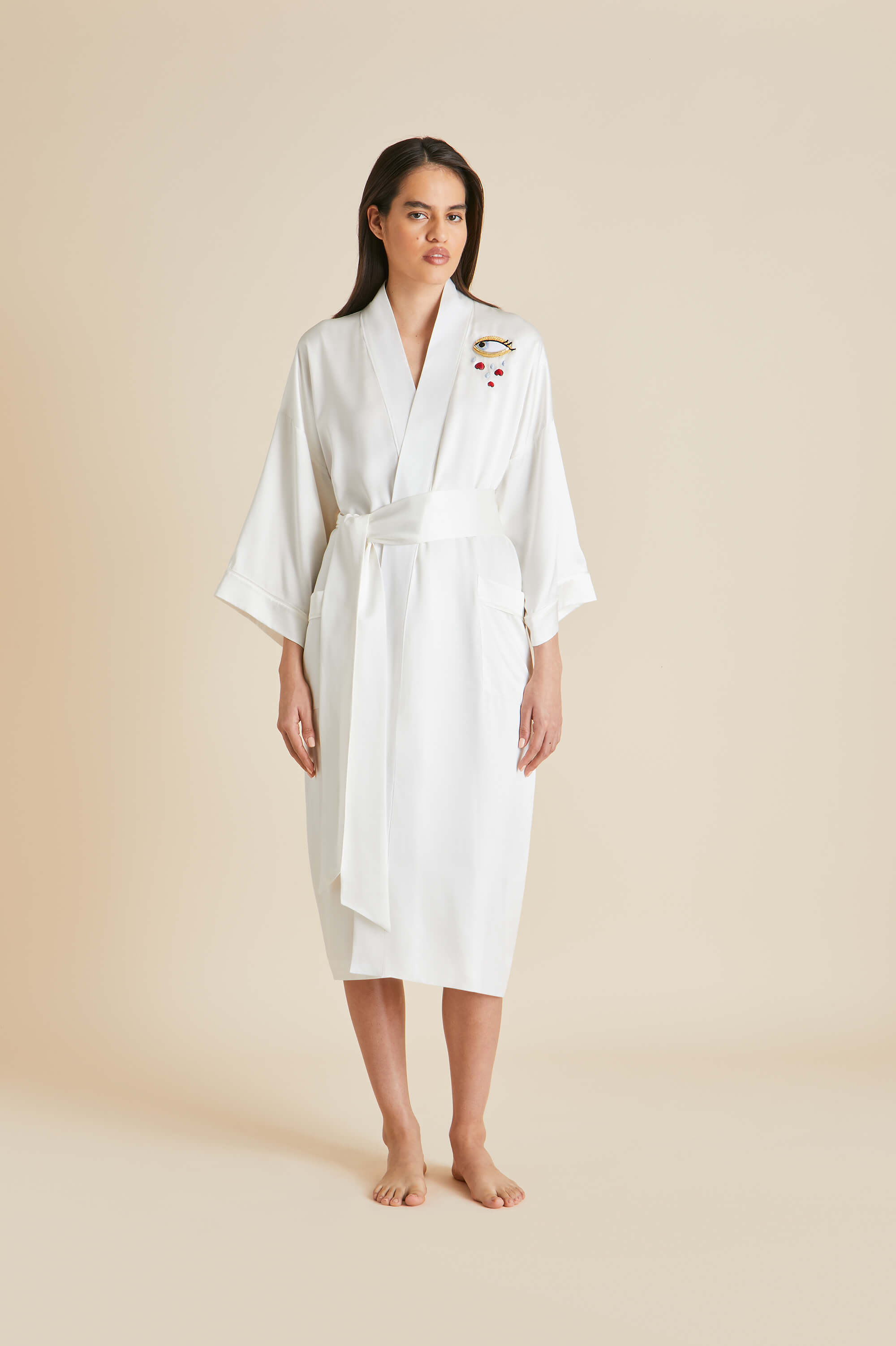 sabine desire ivory robe in silk satin