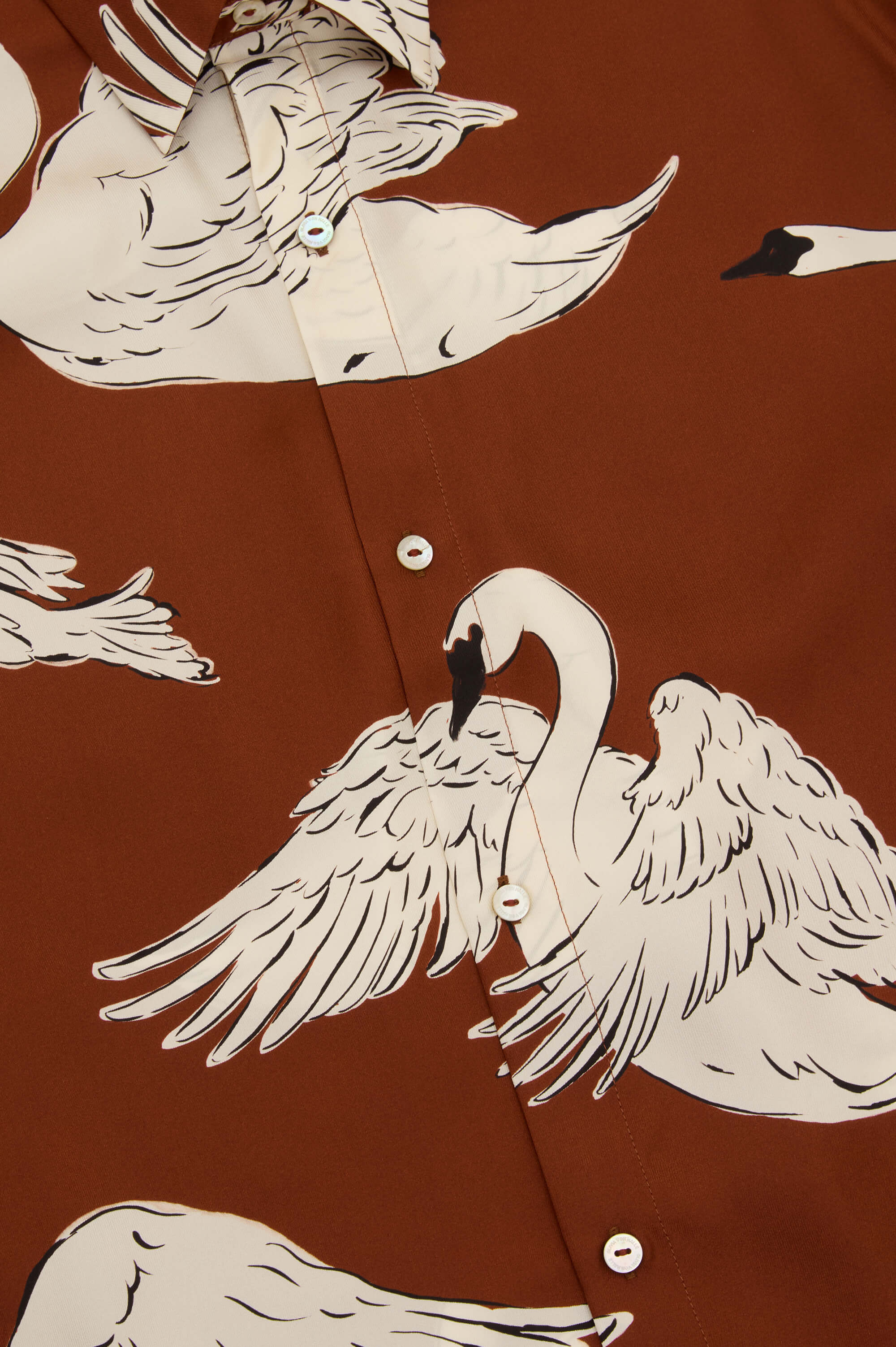 Kick Inés Brown Swan Pajamas in Silk Twill
