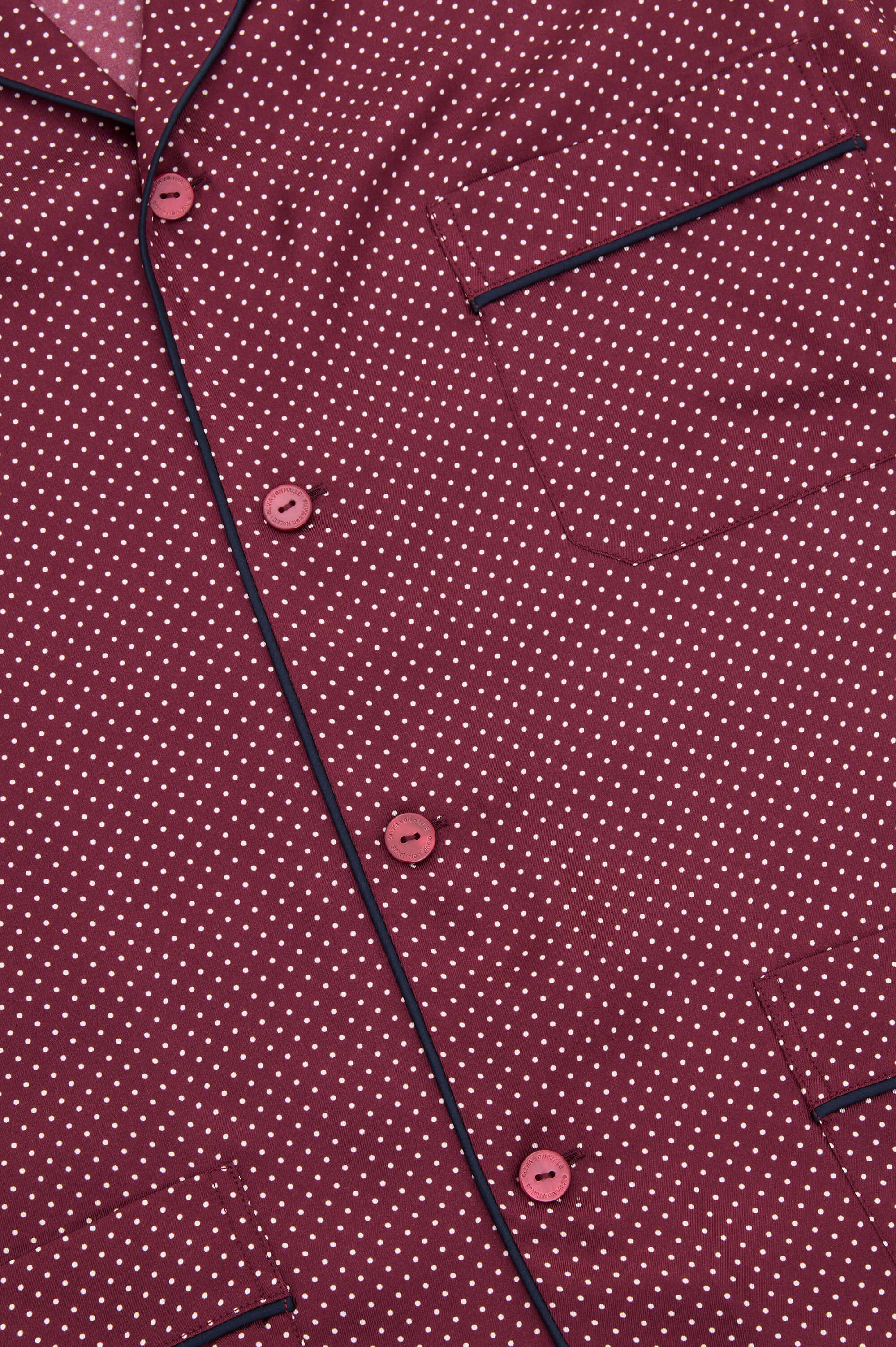 Laurent Bastien Burgundy Polka Dot Pyjamas in Silk Twill
