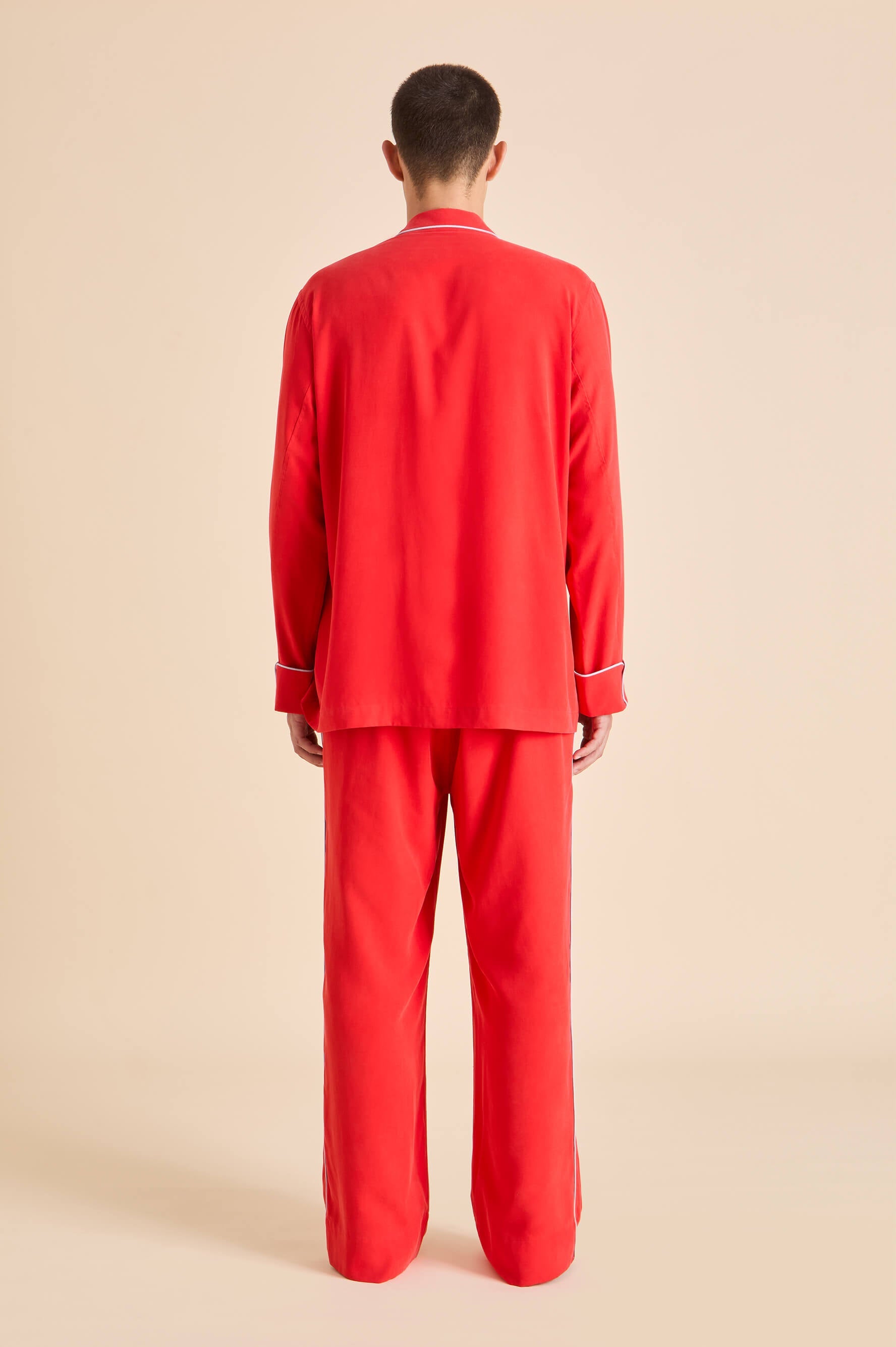 Laurent Crimson Red Pyjamas in Sandwashed Silk