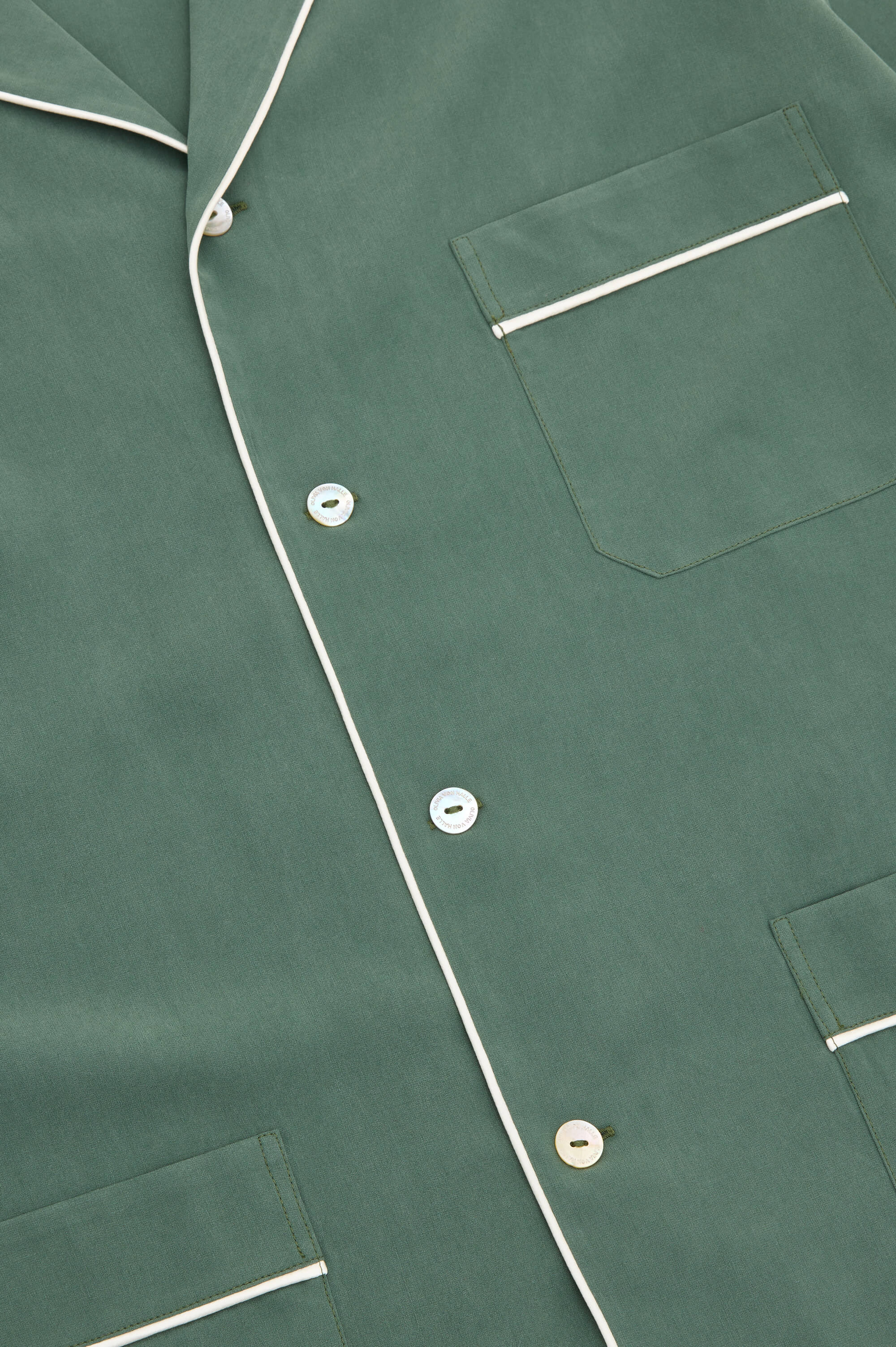 Laurent Green Pyjamas in Sandwashed Silk