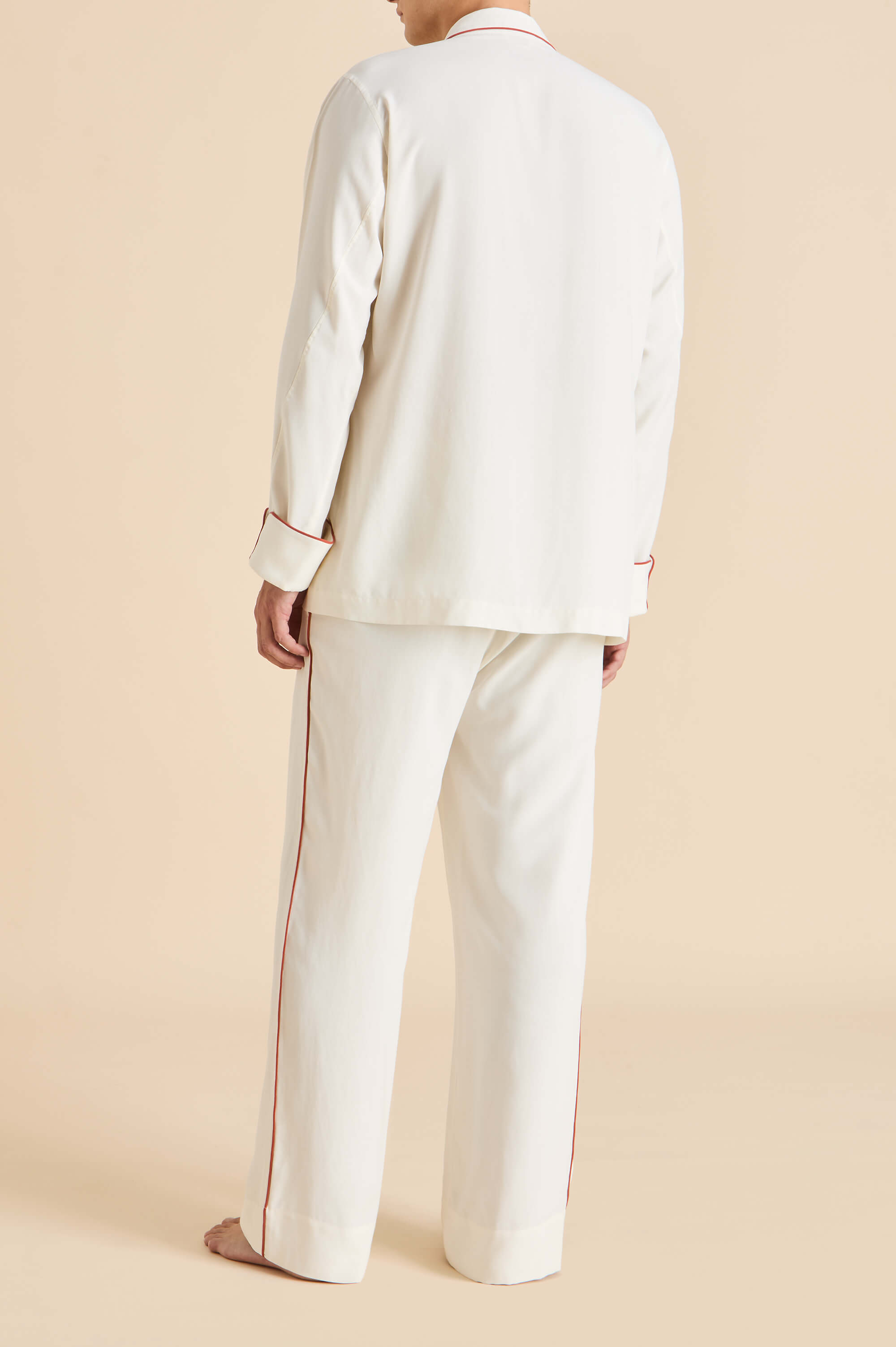 Laurent Ivory Rust Pajamas in Sandwashed Silk