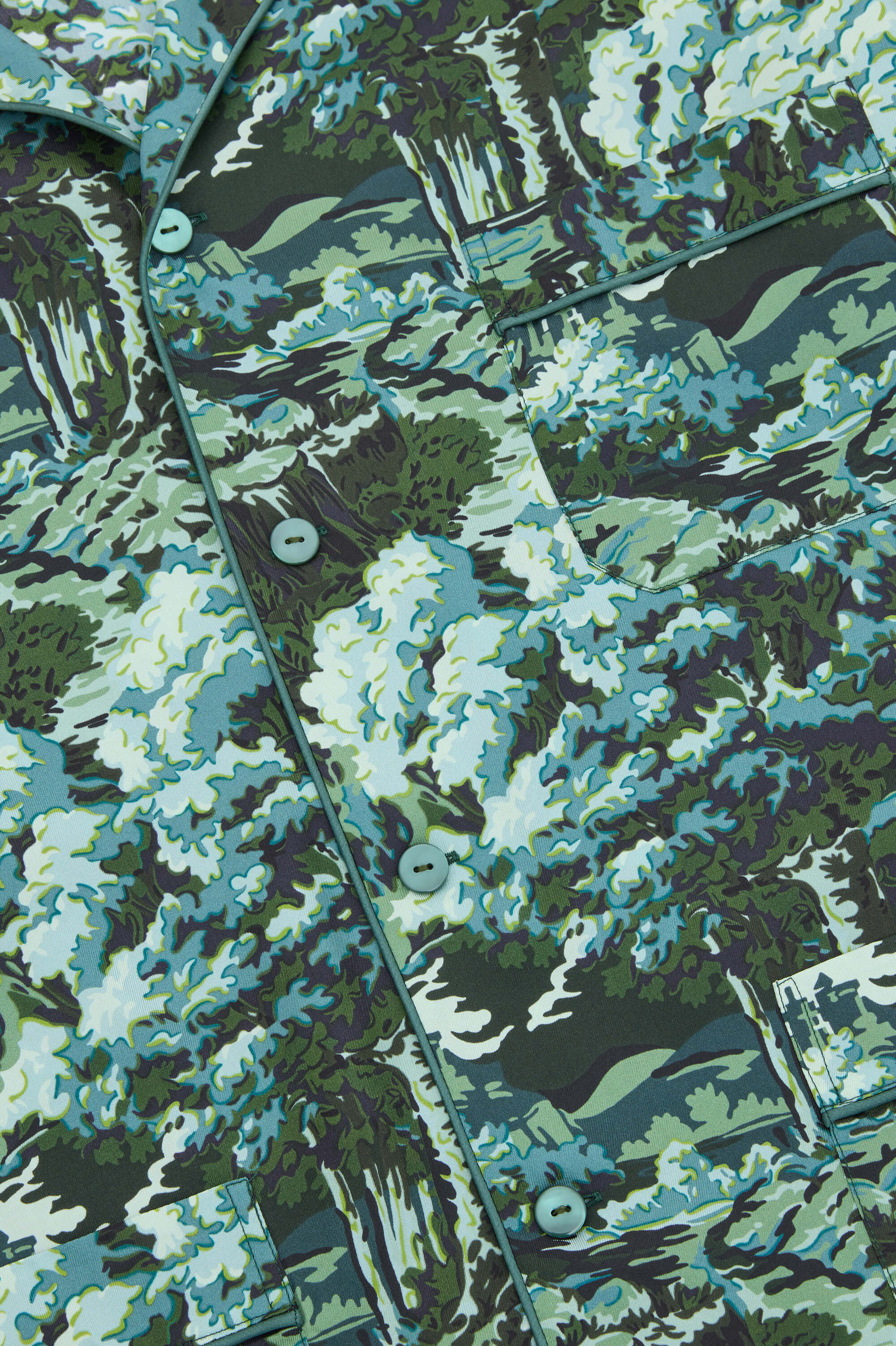 Laurent Linden Green Forest Pyjamas in Silk Twill