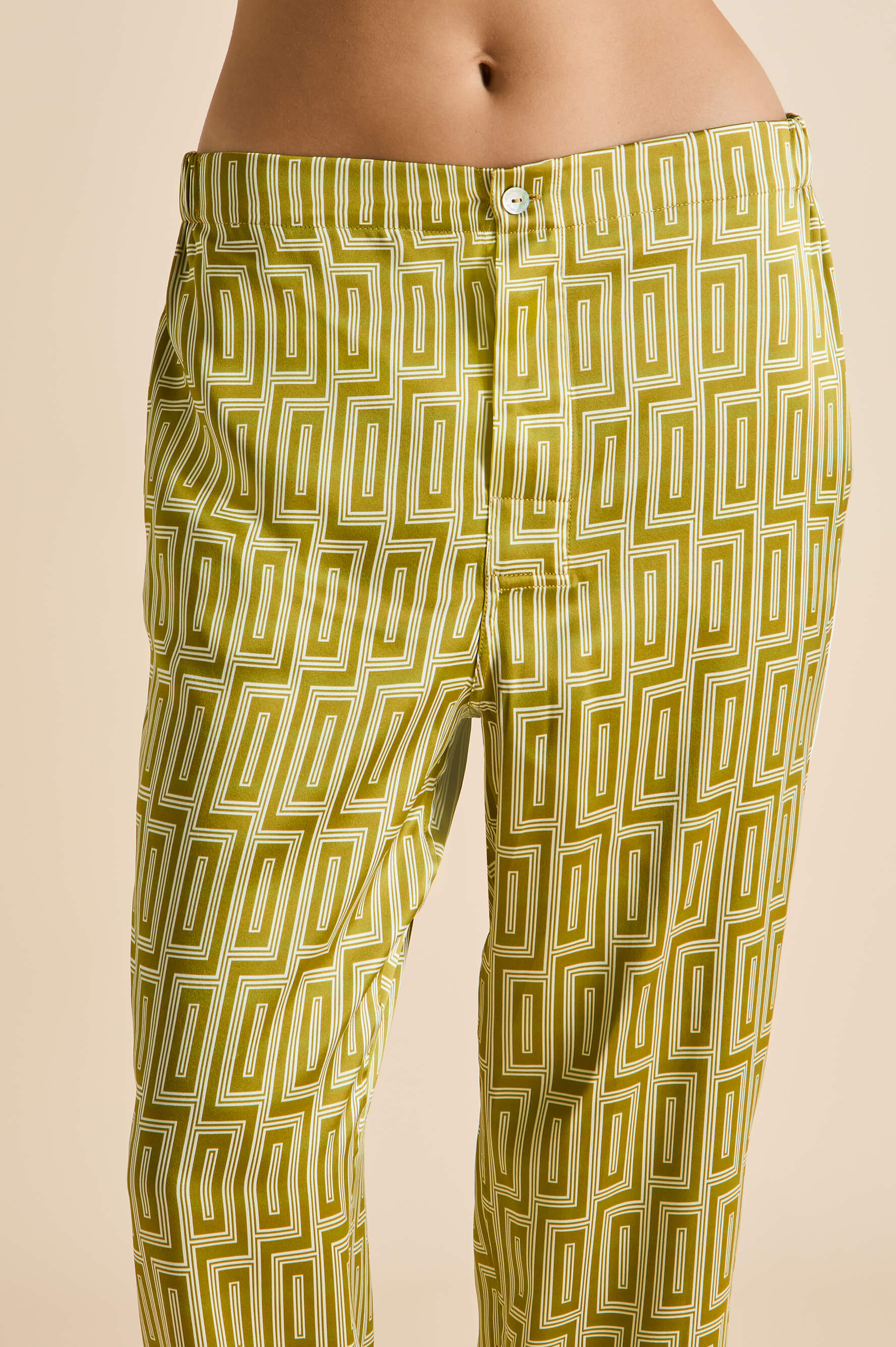 Laurent Ruhlmann Gold Geometric Pyjamas in Silk Satin