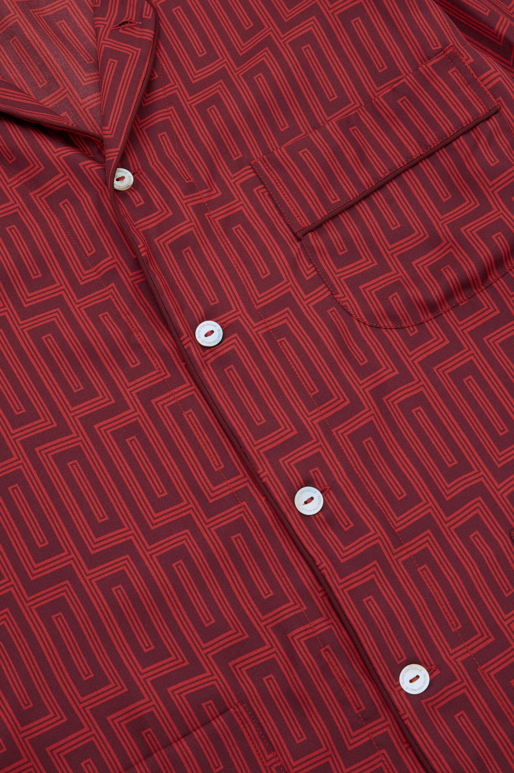 Laurent Ruspoli Red Geometric Pyjamas in Silk Twill