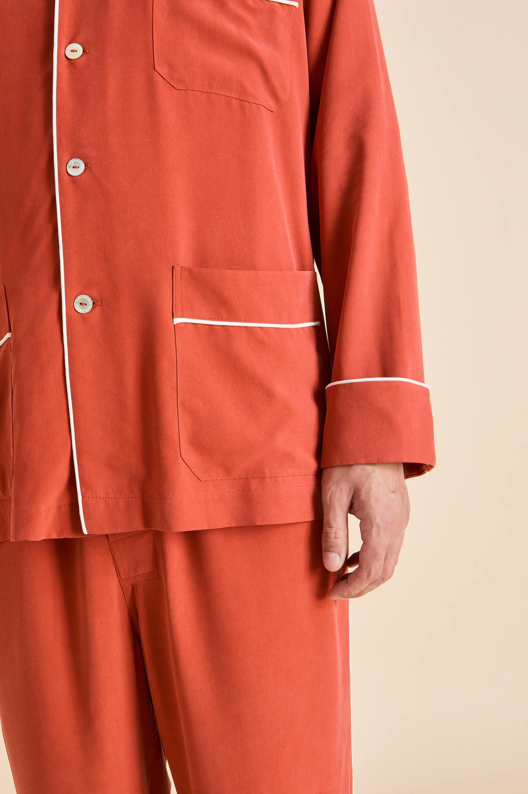 Laurent Rust Pyjamas in Sandwashed Silk