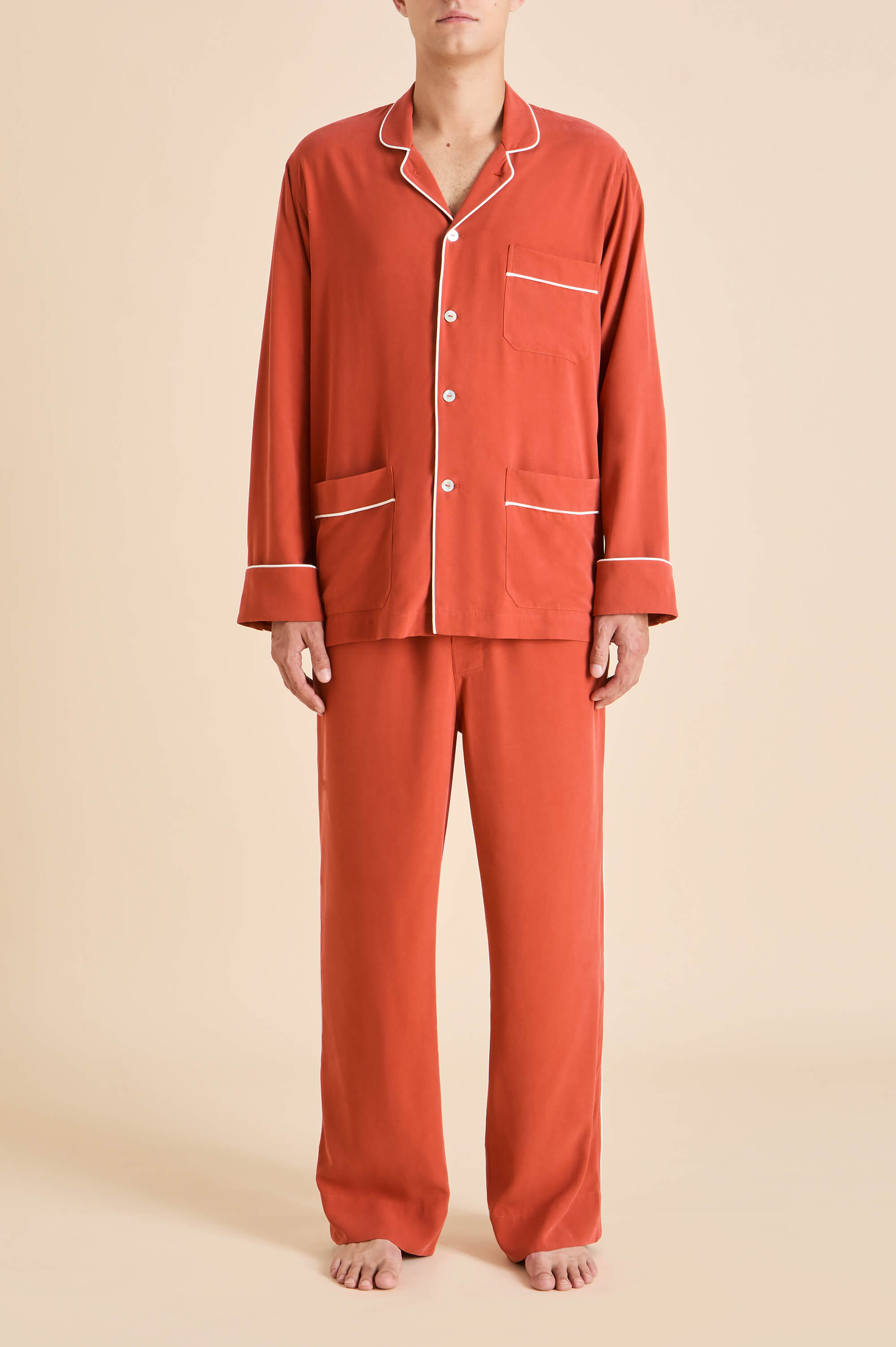 Laurent Rust Pajamas in Sandwashed Silk