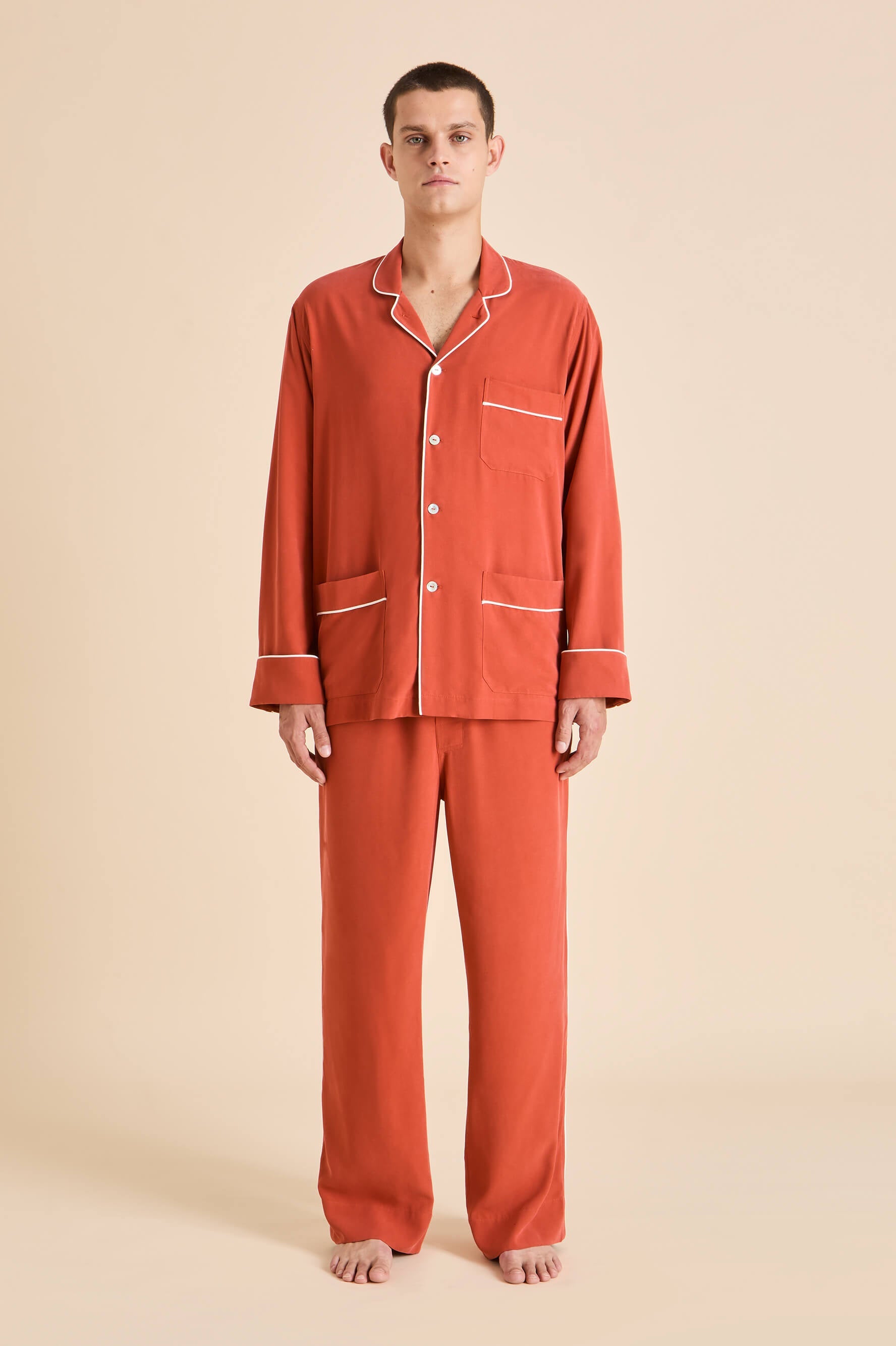 Laurent Rust Pyjamas in Sandwashed Silk