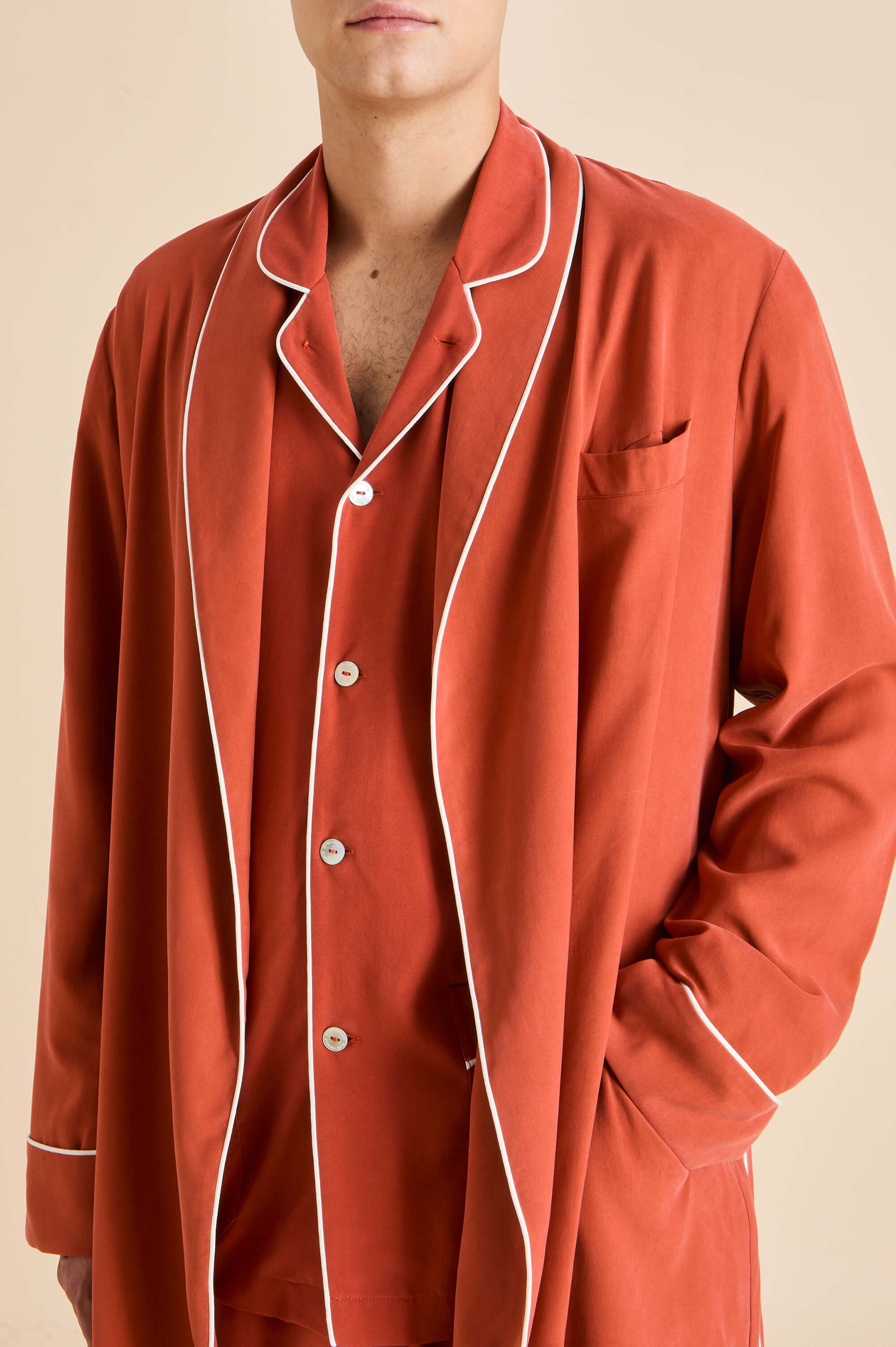 Laurent Rust Pajamas in Sandwashed Silk