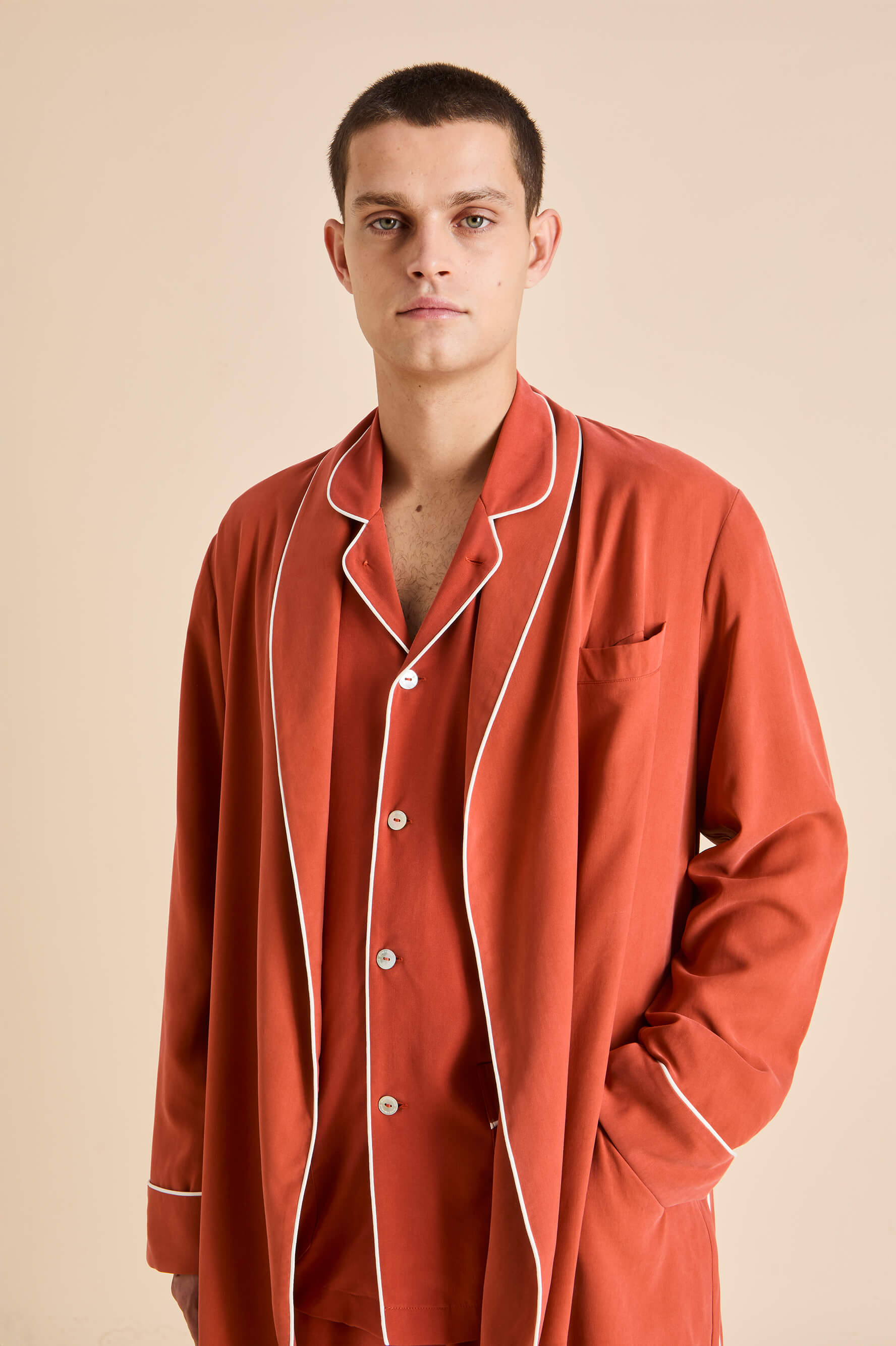 Laurent Rust Pyjamas in Sandwashed Silk