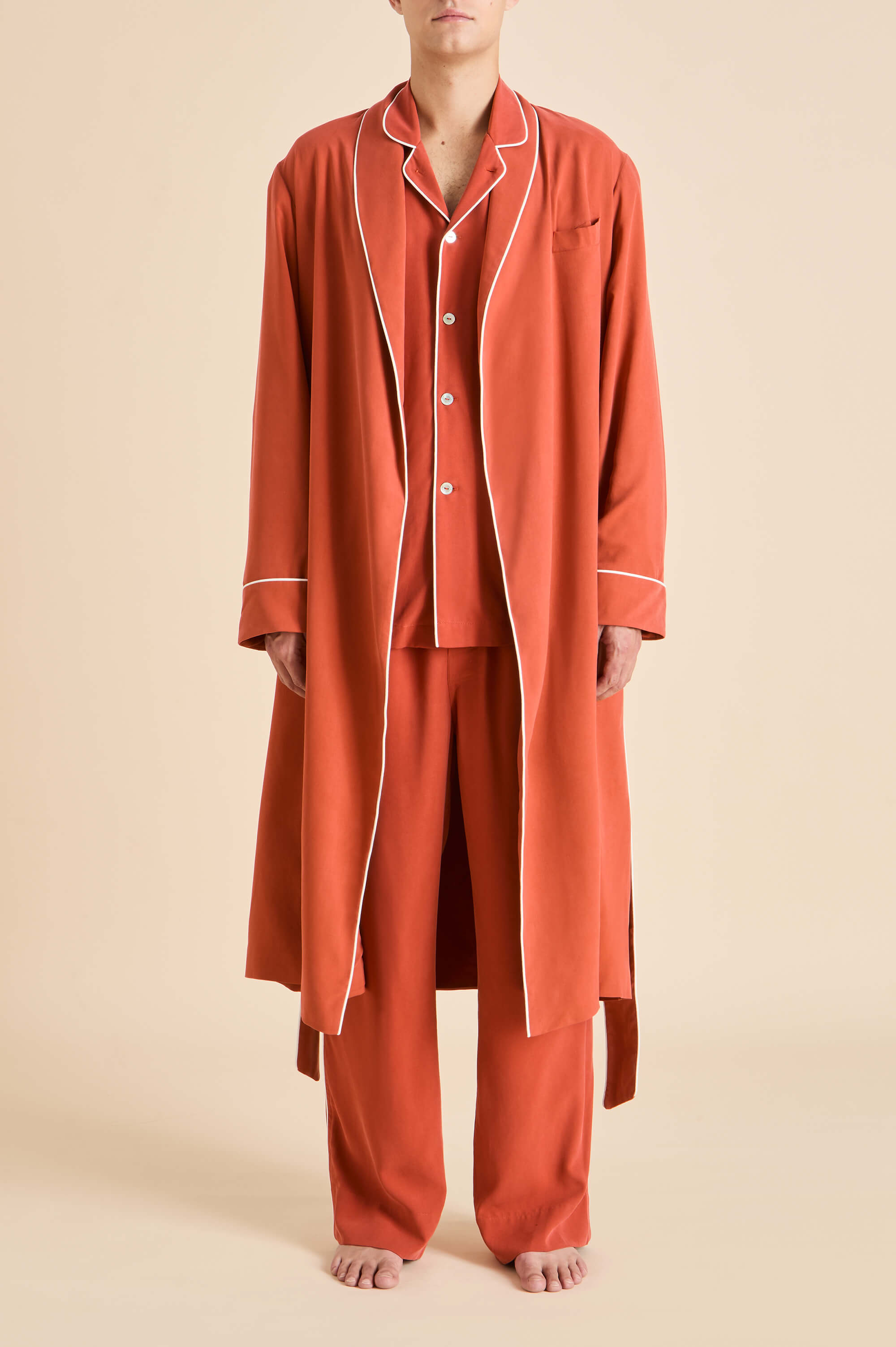 Laurent Rust Pajamas in Sandwashed Silk