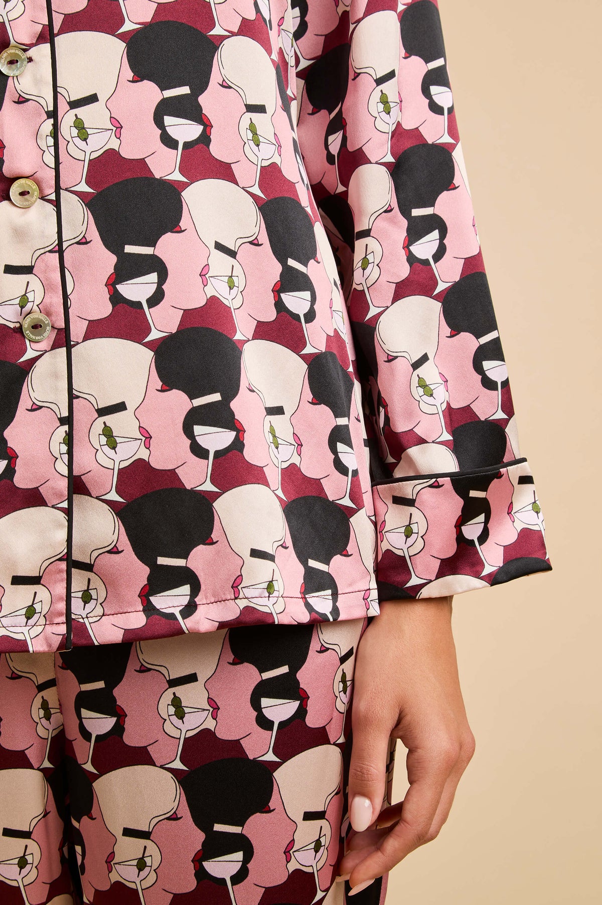 Lila Aurelle Pink Martini Pyjamas in Silk Satin