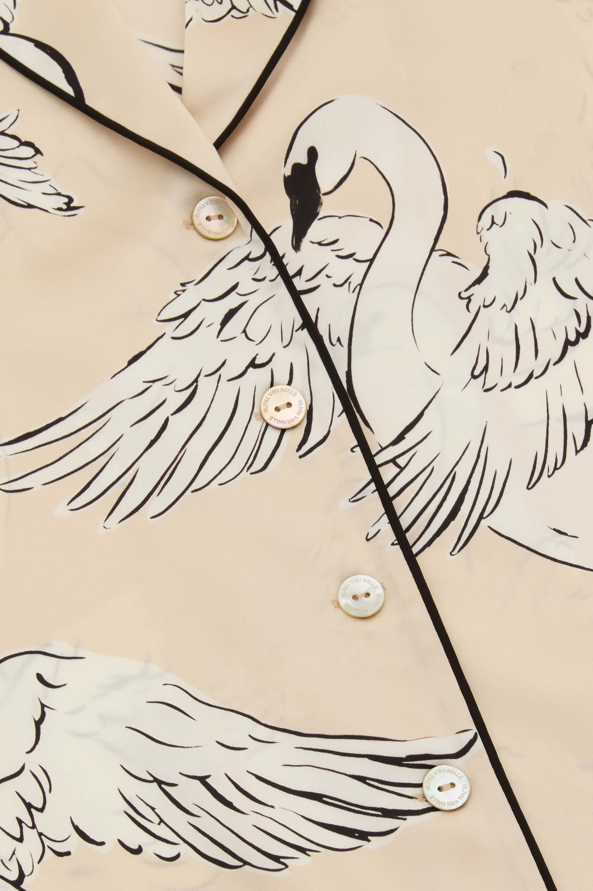 Lila Blanca Cream Swan Pyjamas in Silk Satin