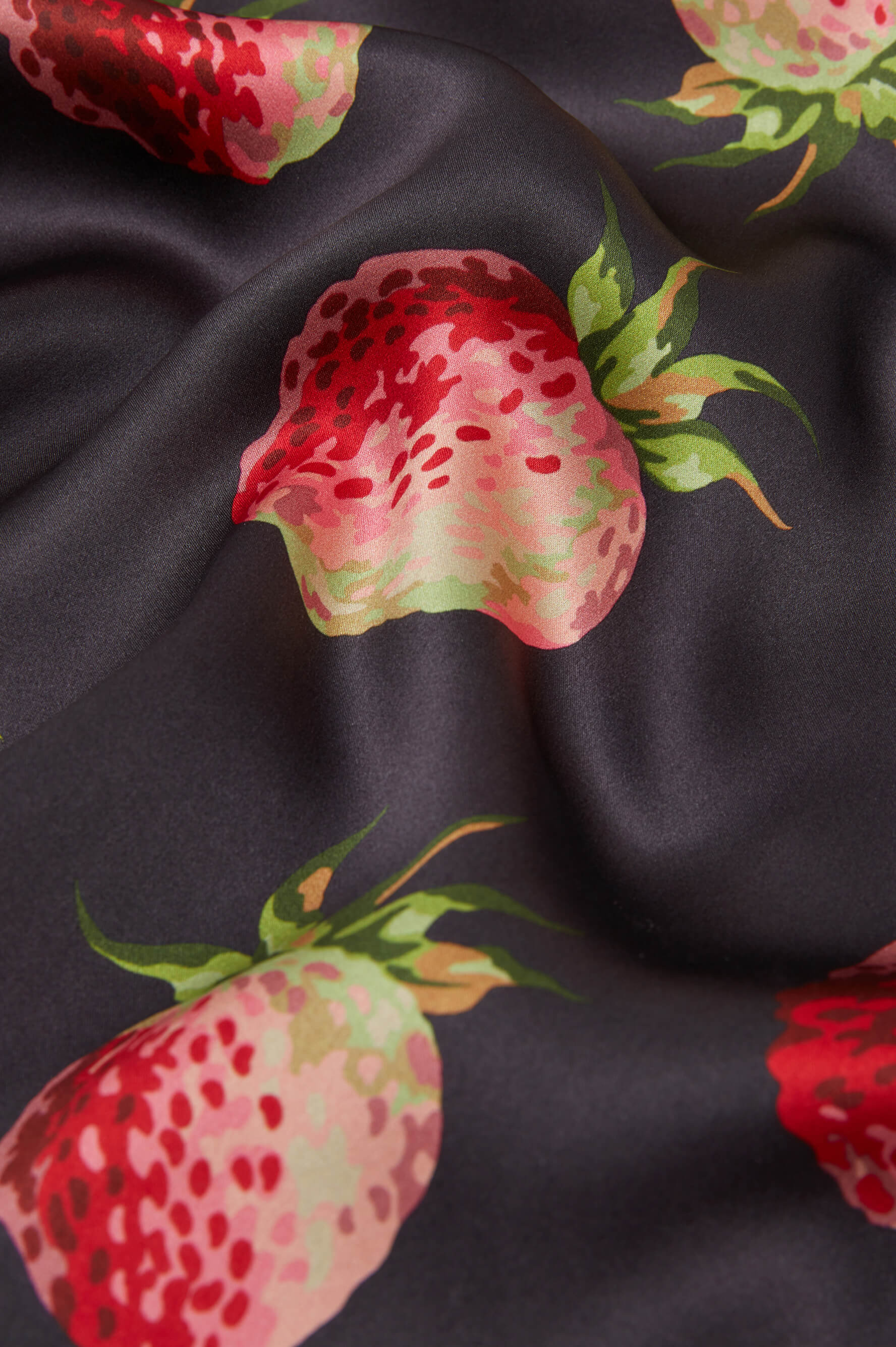 Lila Brigham Black Strawberry Pyjamas in Silk Satin