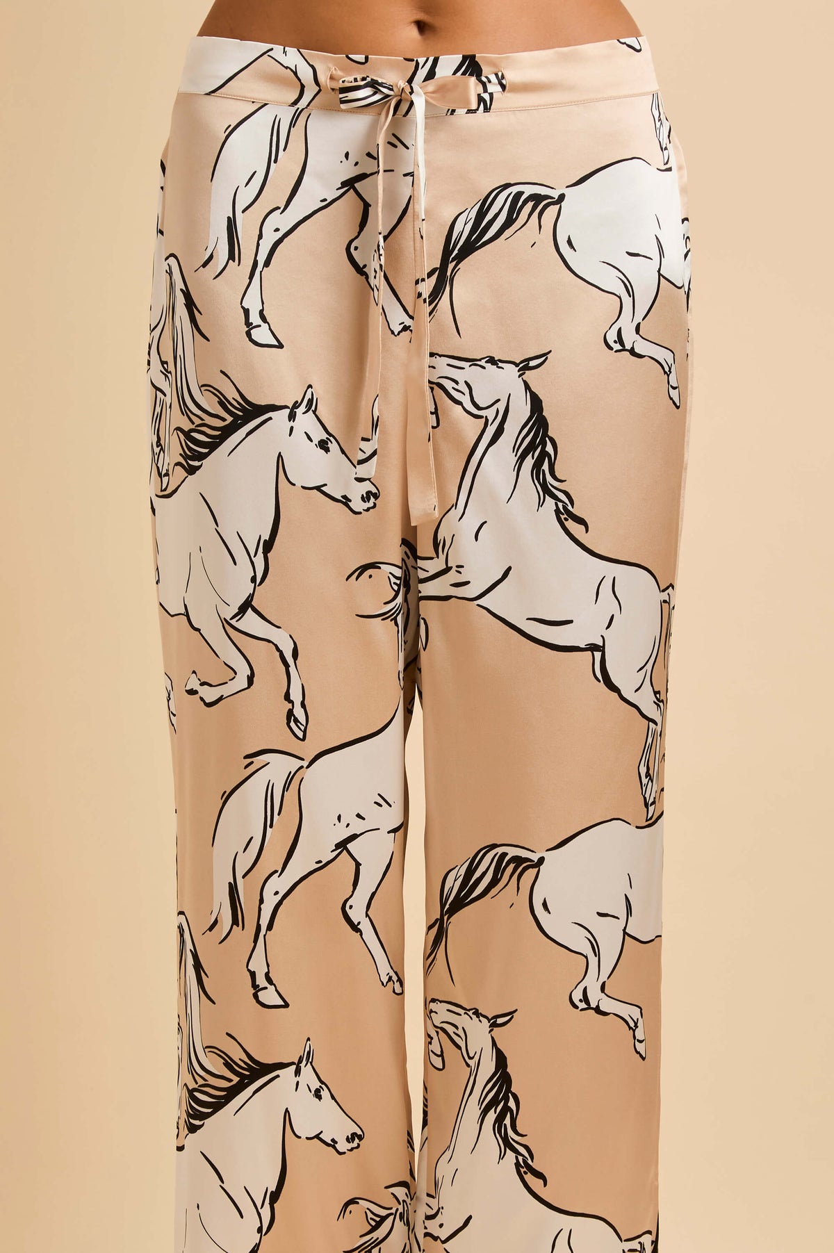 Lila Camora Cream Horse Pyjamas in Silk Satin
