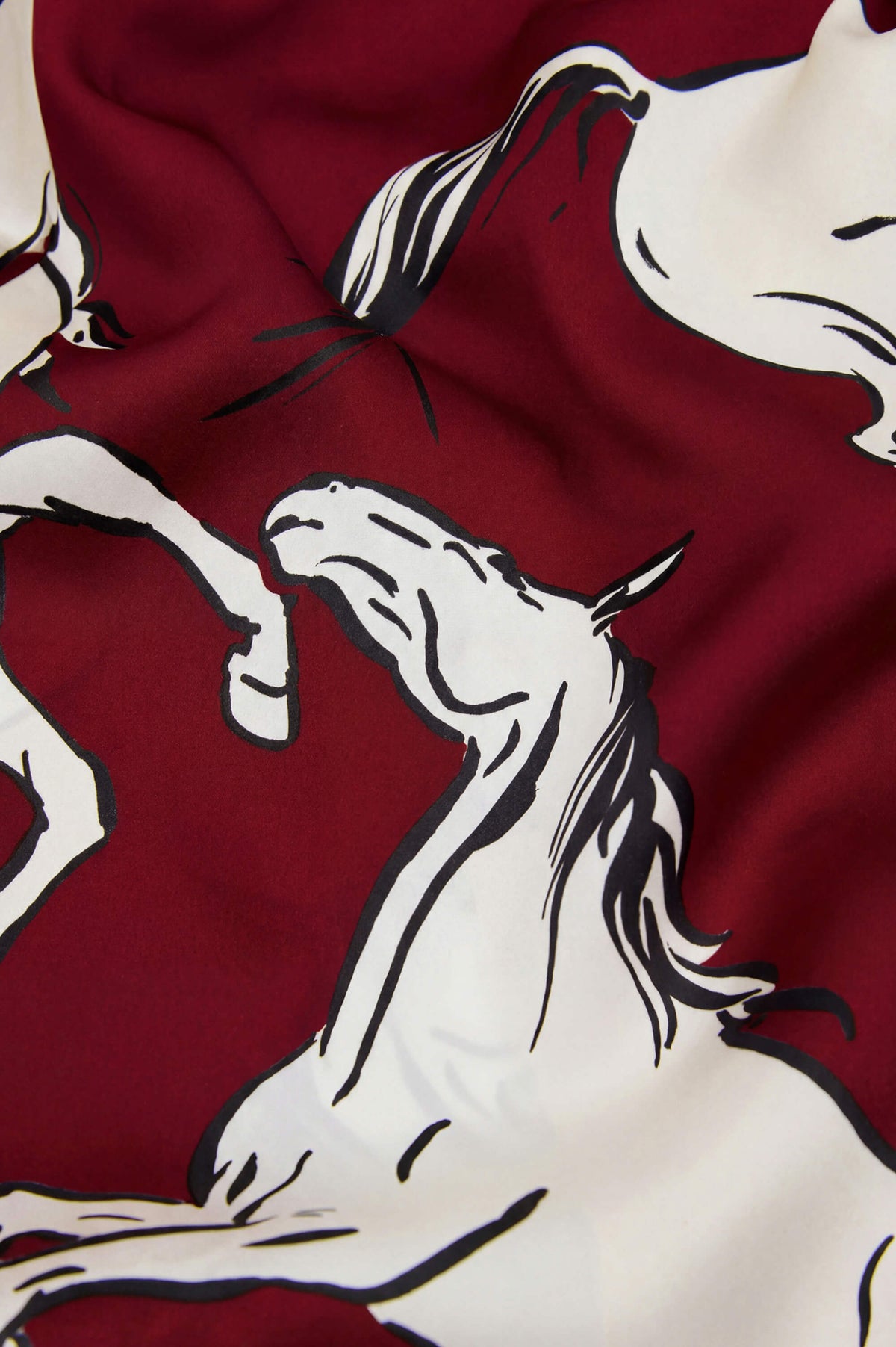 Lila Carmine Red Horse Pyjamas in Silk Satin