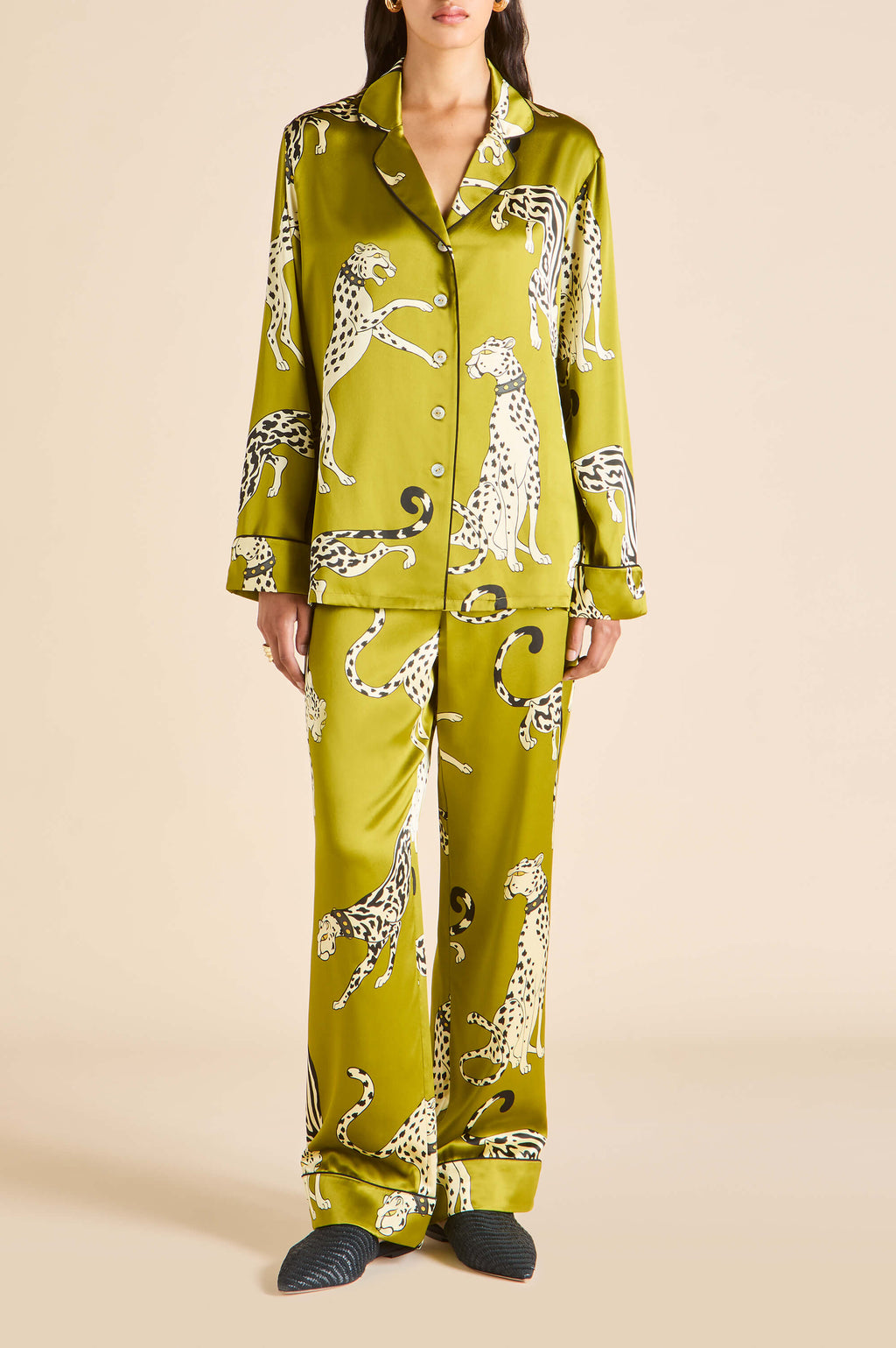 Lila Chanson Cheetah Pyjamas Silk Satin