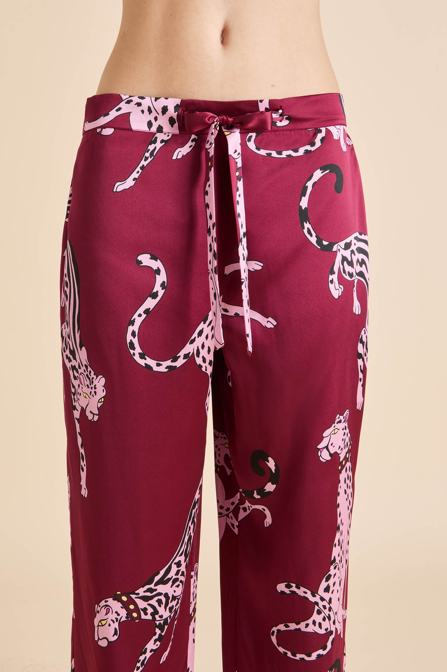 Lila Cherie Red Leopard Pyjamas in Silk Satin