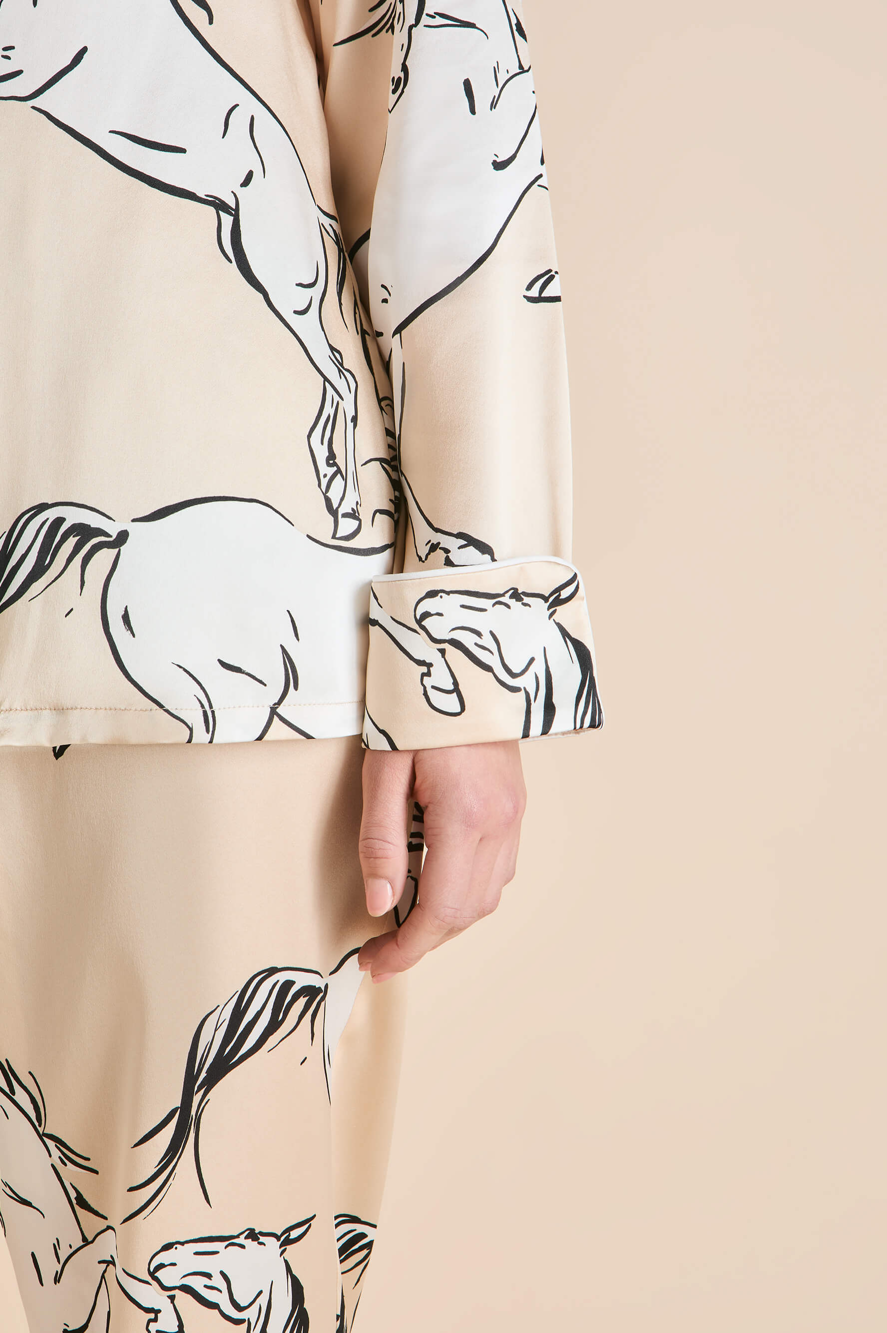 lila clementine caramel horse pyjamas in silk satin 