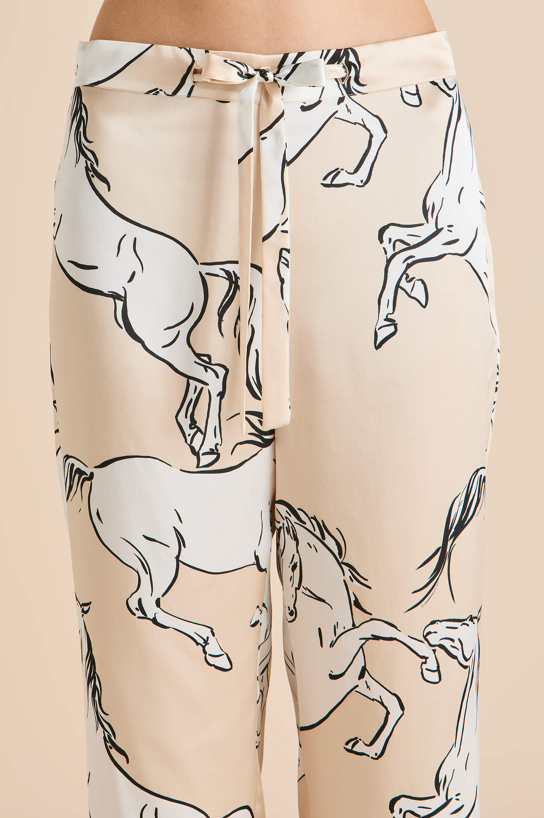 Lila Clementine Caramel Horse Pajamas in Silk Satin | Olivia von Halle