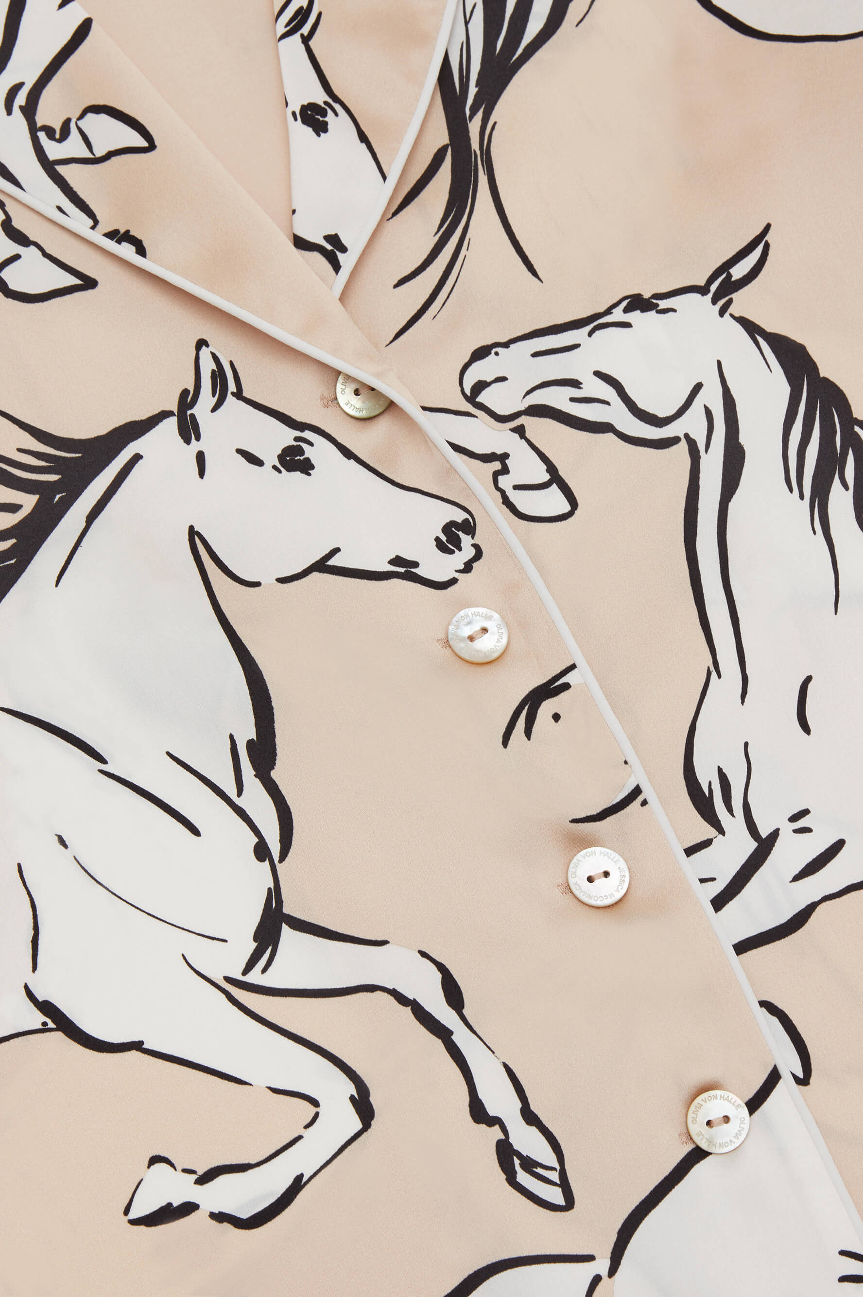 Lila Clementine Caramel Horse Pajamas in Silk Satin | Olivia von Halle
