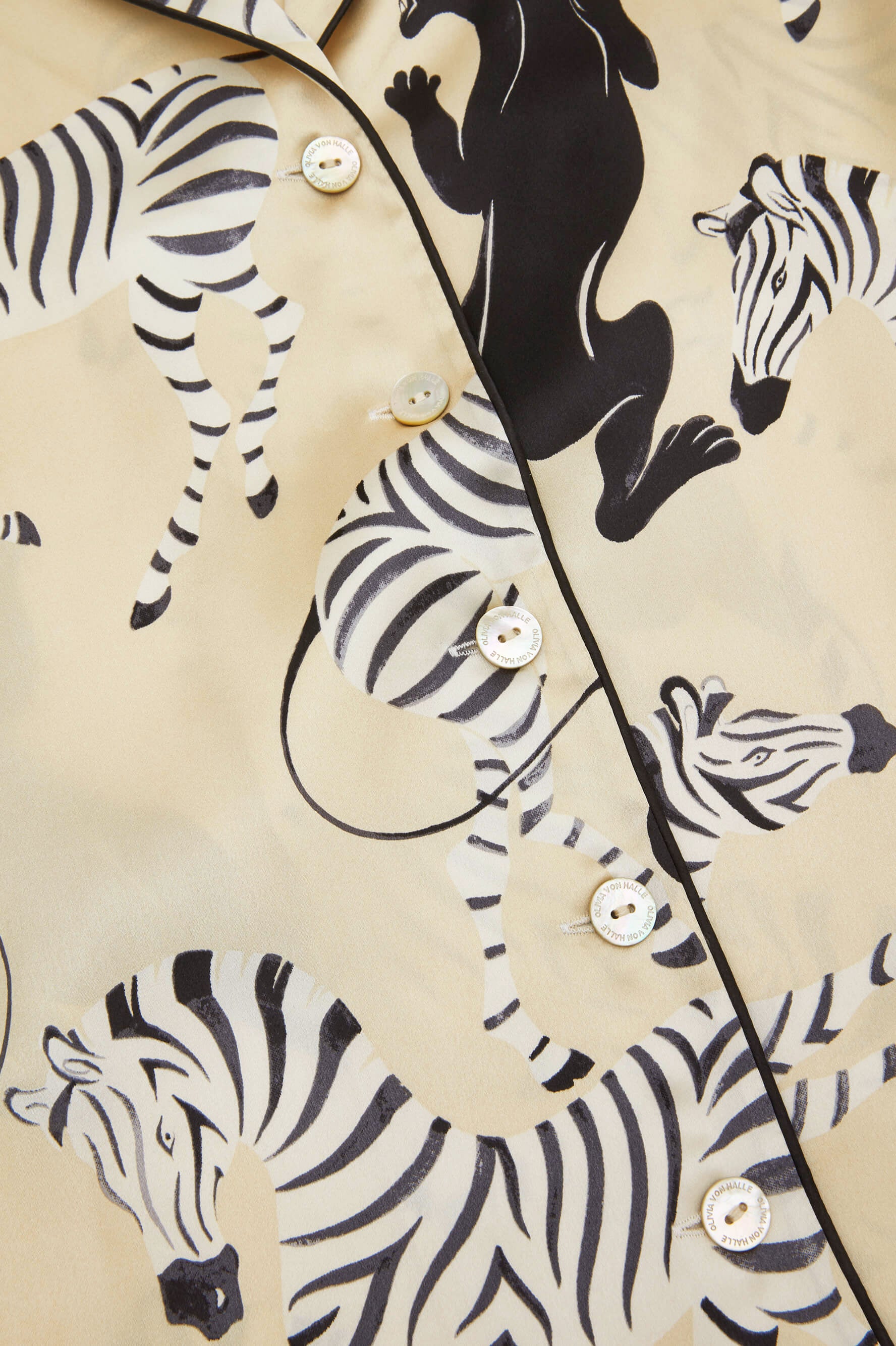 Lila Demy Cream Zebra Silk Satin Pyjamas