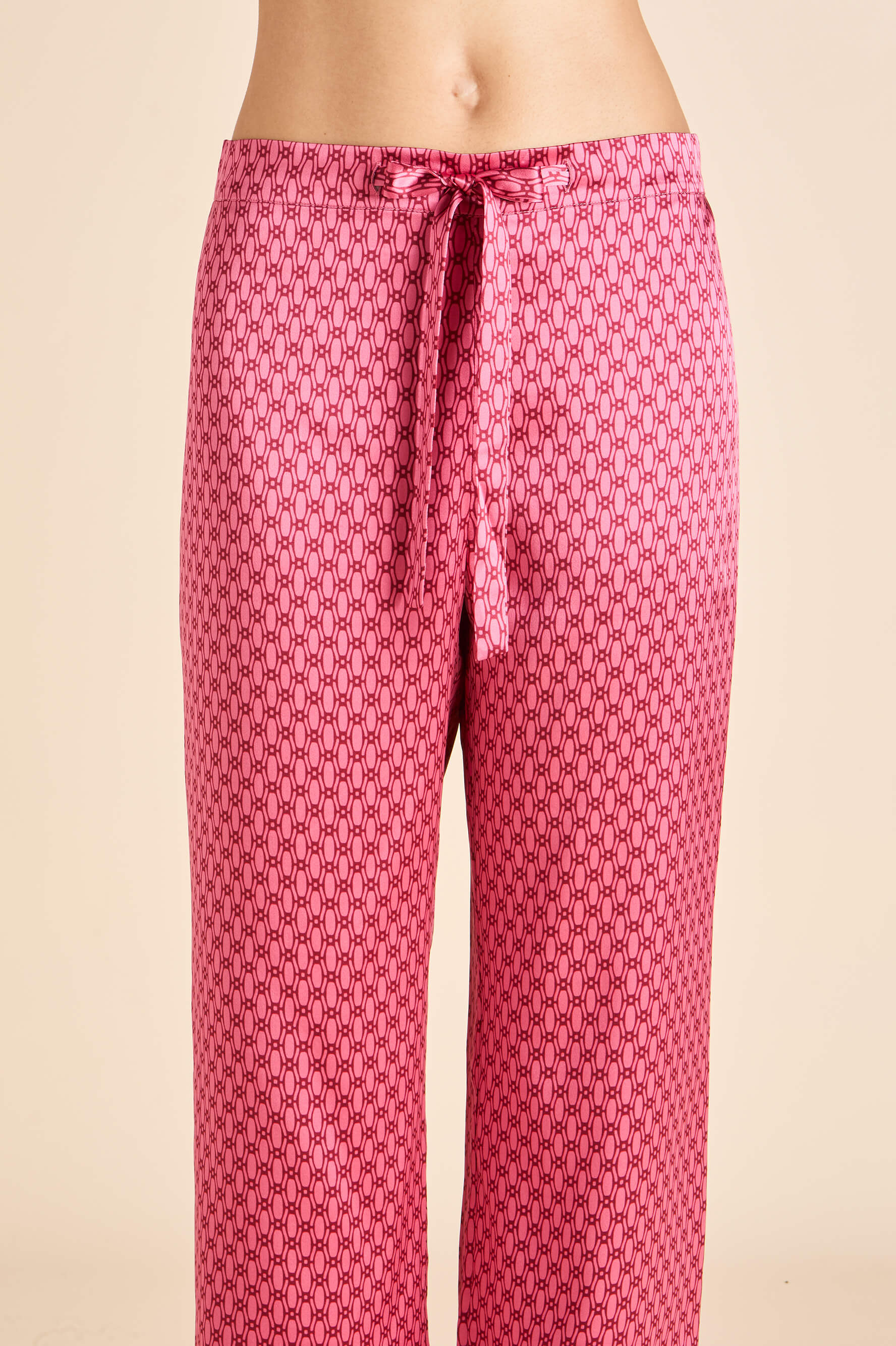 Lila Dita Pink Geometric Pyjamas in Silk Satin