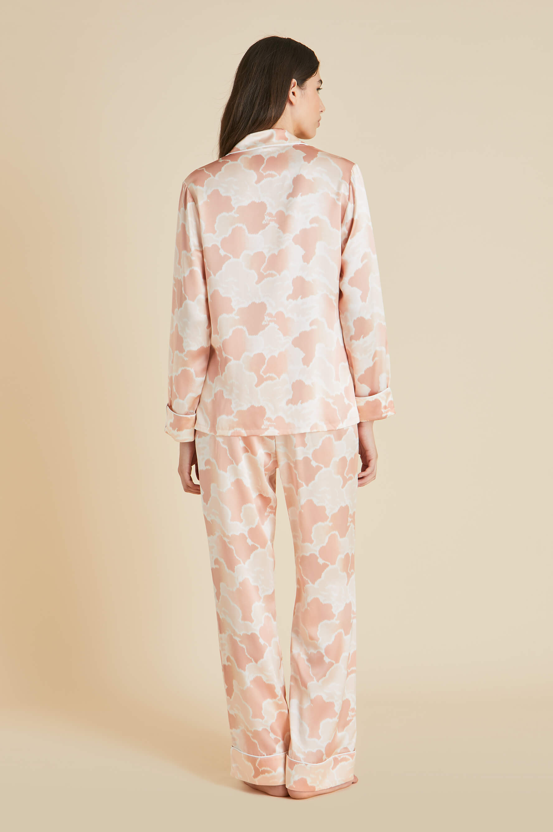 Lila Icarus Peach Cloud Pyjamas in Silk Satin