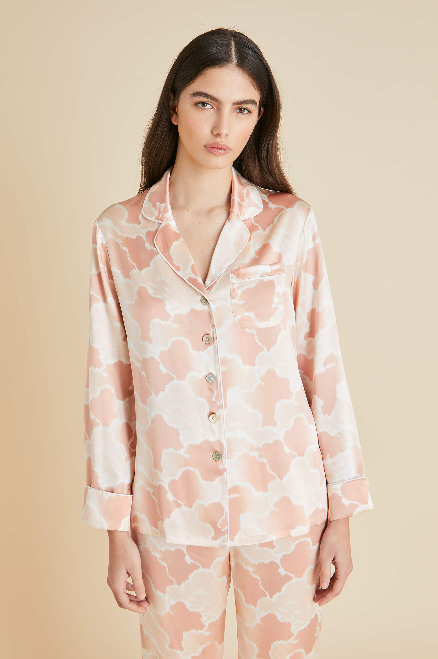 Lila Icarus Peach Cloud Pyjamas in Silk Satin