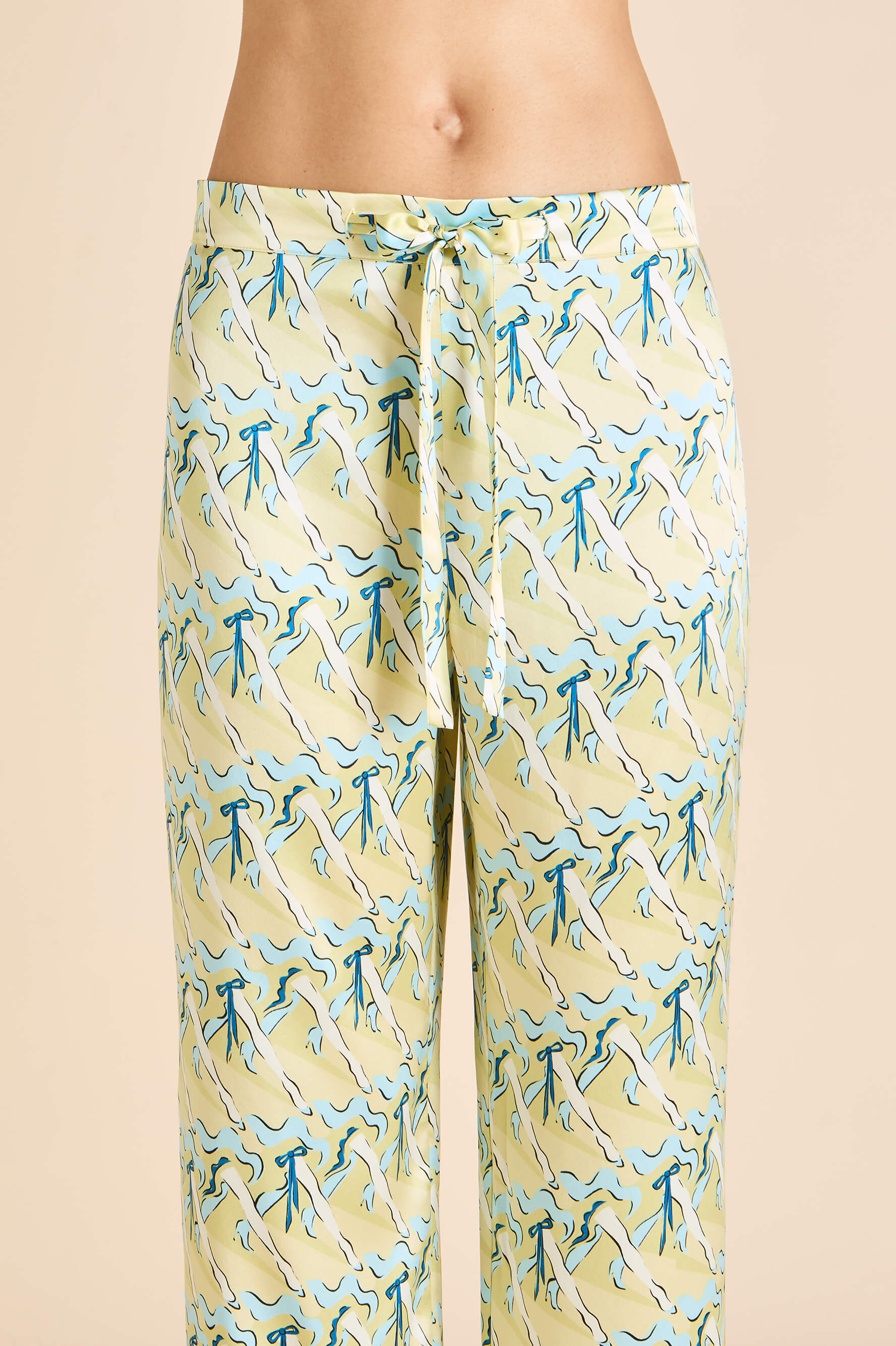 Lila Loulou Yellow Can-can Pyjamas in Silk Satin