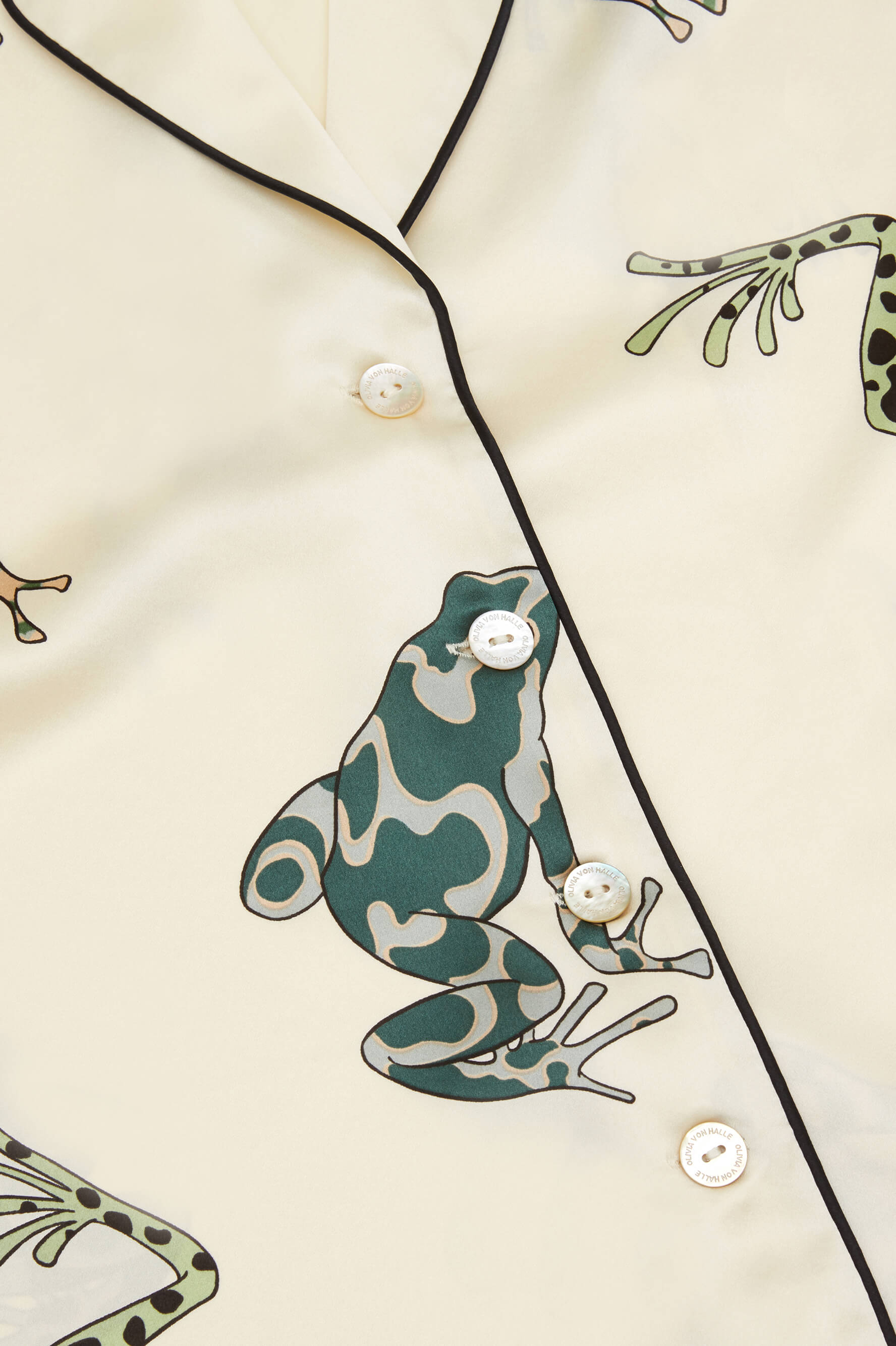 Lila Lumi Ivory Frog Silk Satin Pyjamas