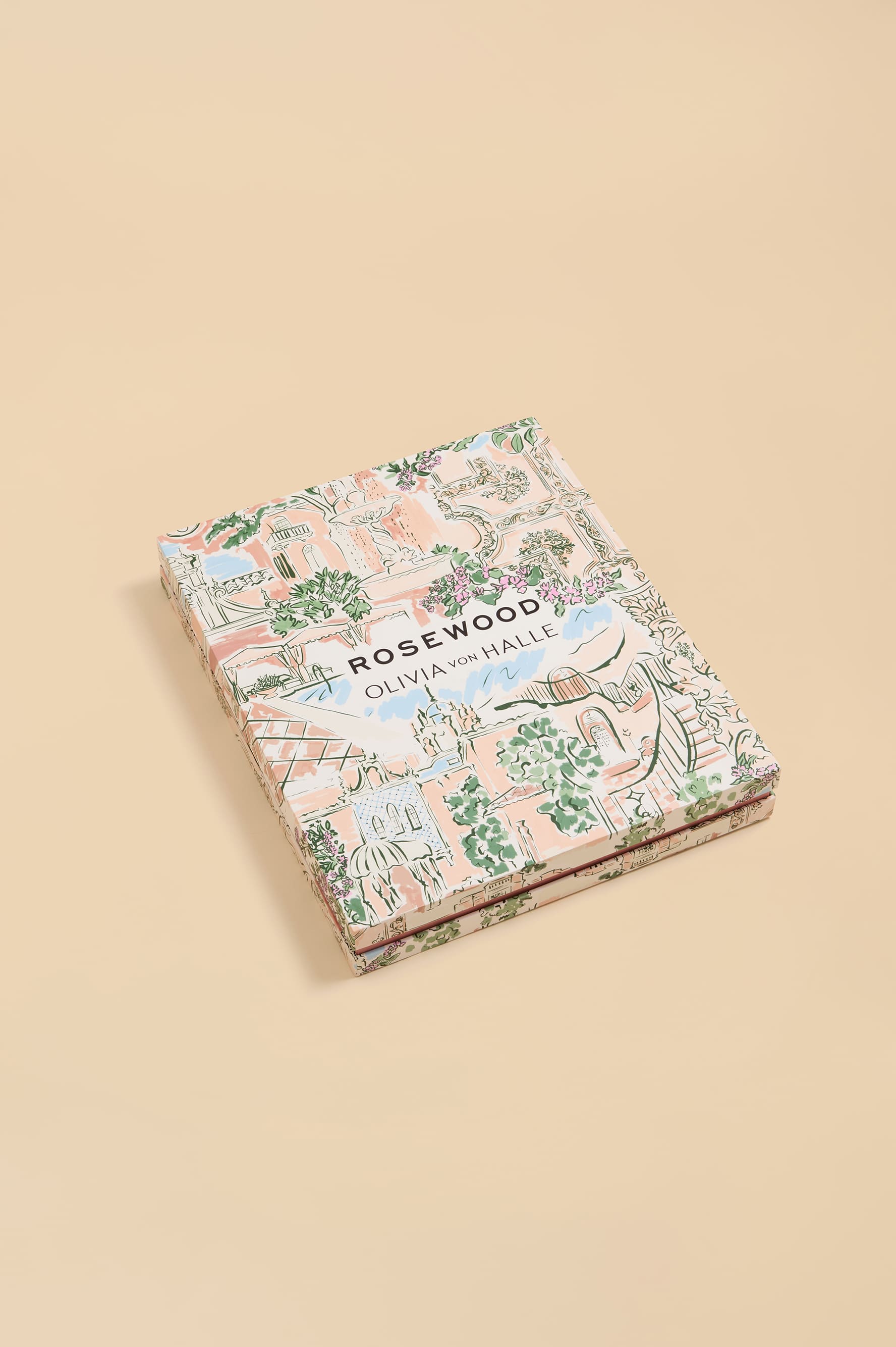 Lila Mansion Peach Landscape Pyjamas in Silk Satin