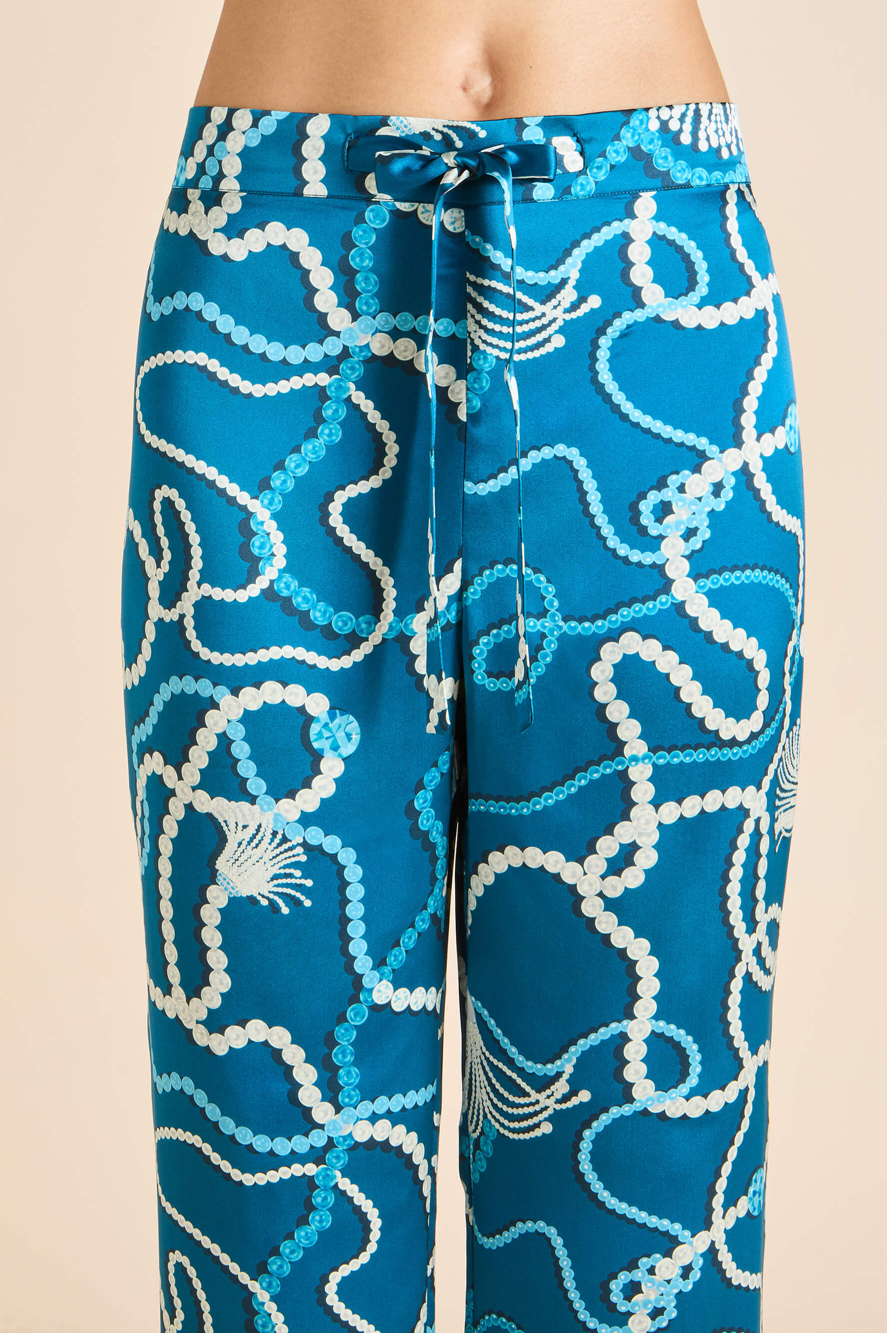Lila Periwinkle Blue Jewel Pyjamas in Silk Satin