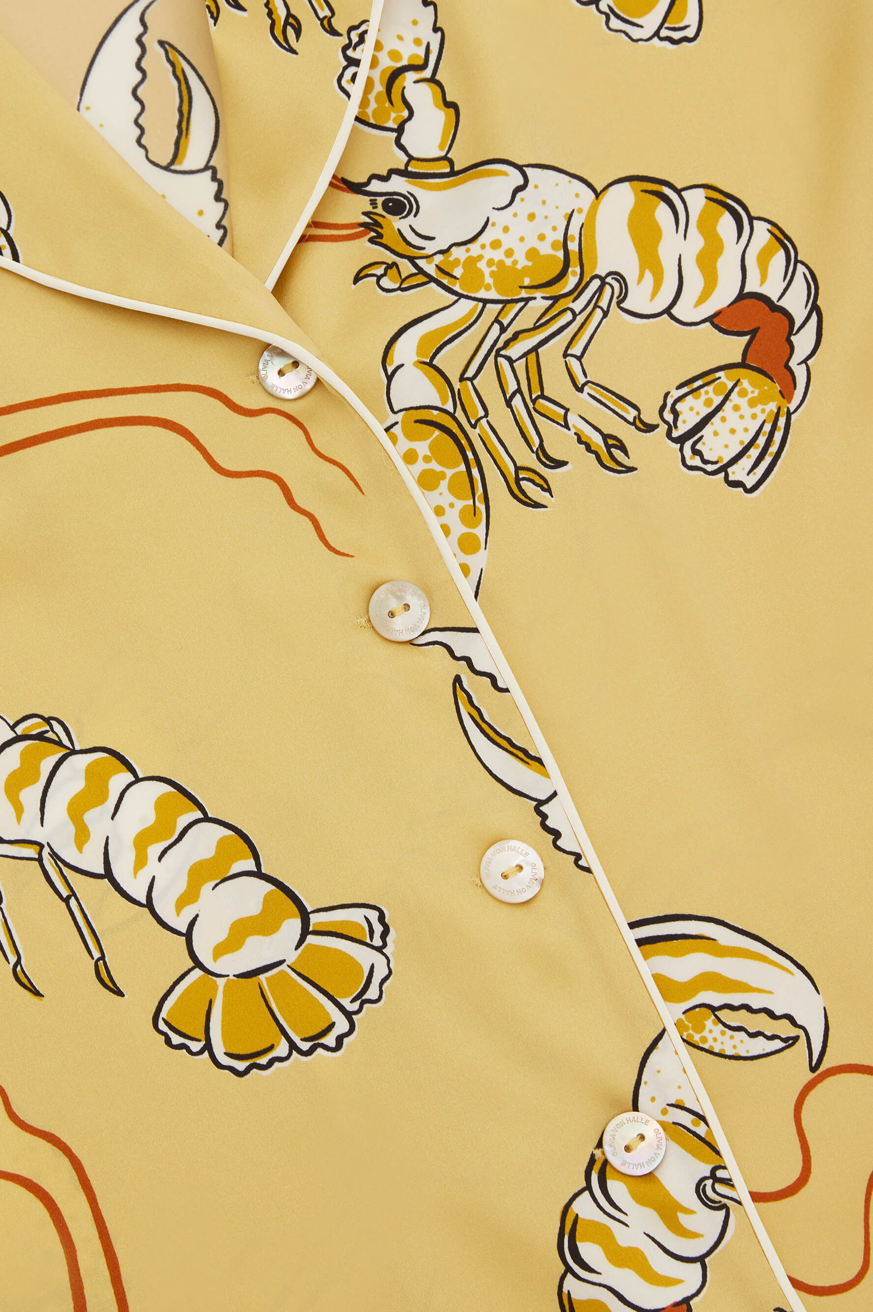 Lila Perseus Yellow Lobster Pyjamas in Silk Satin