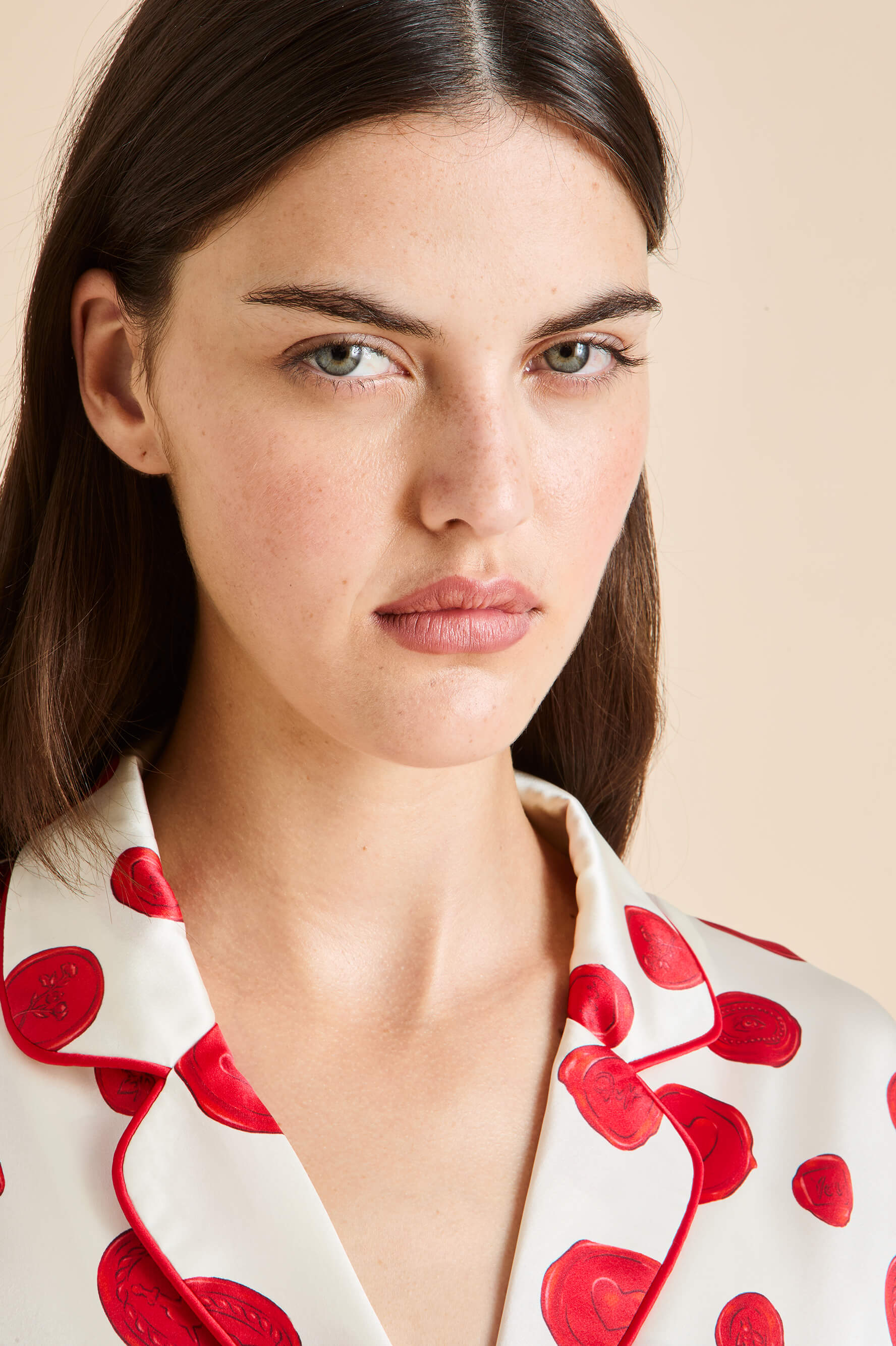 lila sonnet ivory wax seal pyjamas in silk satin 