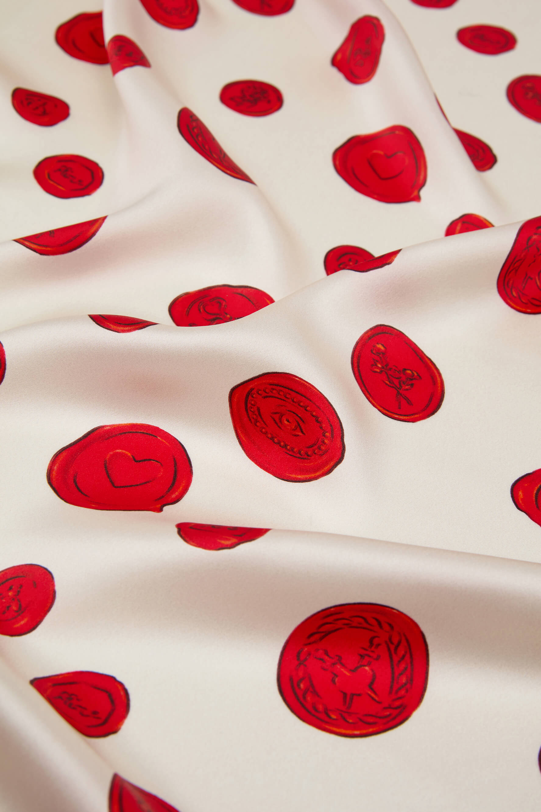 Lila Sonnet Ivory Wax Seal Pyjamas in Silk Satin