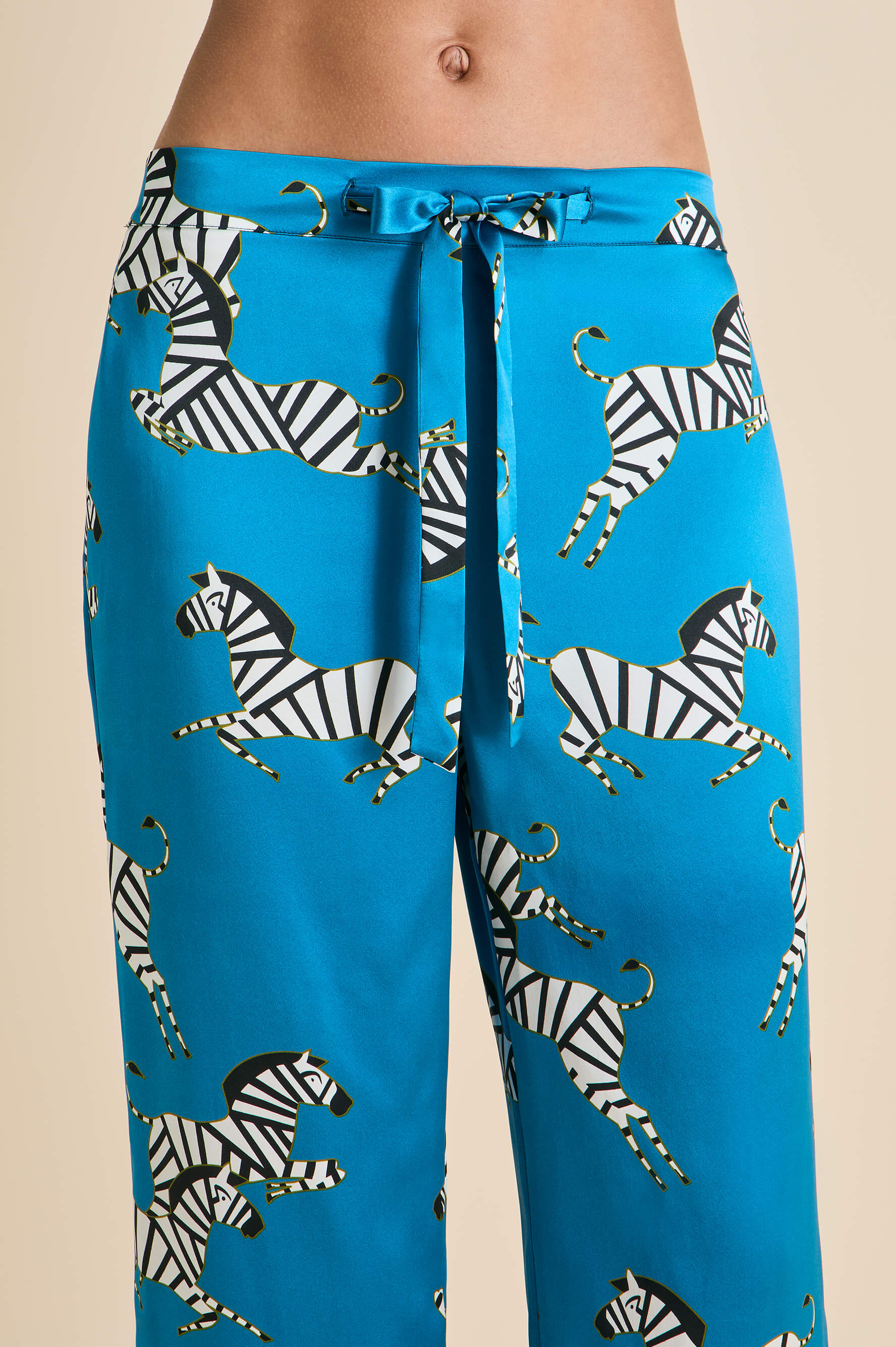 Lila Zora Blue Zebra Pyjamas in Silk Satin